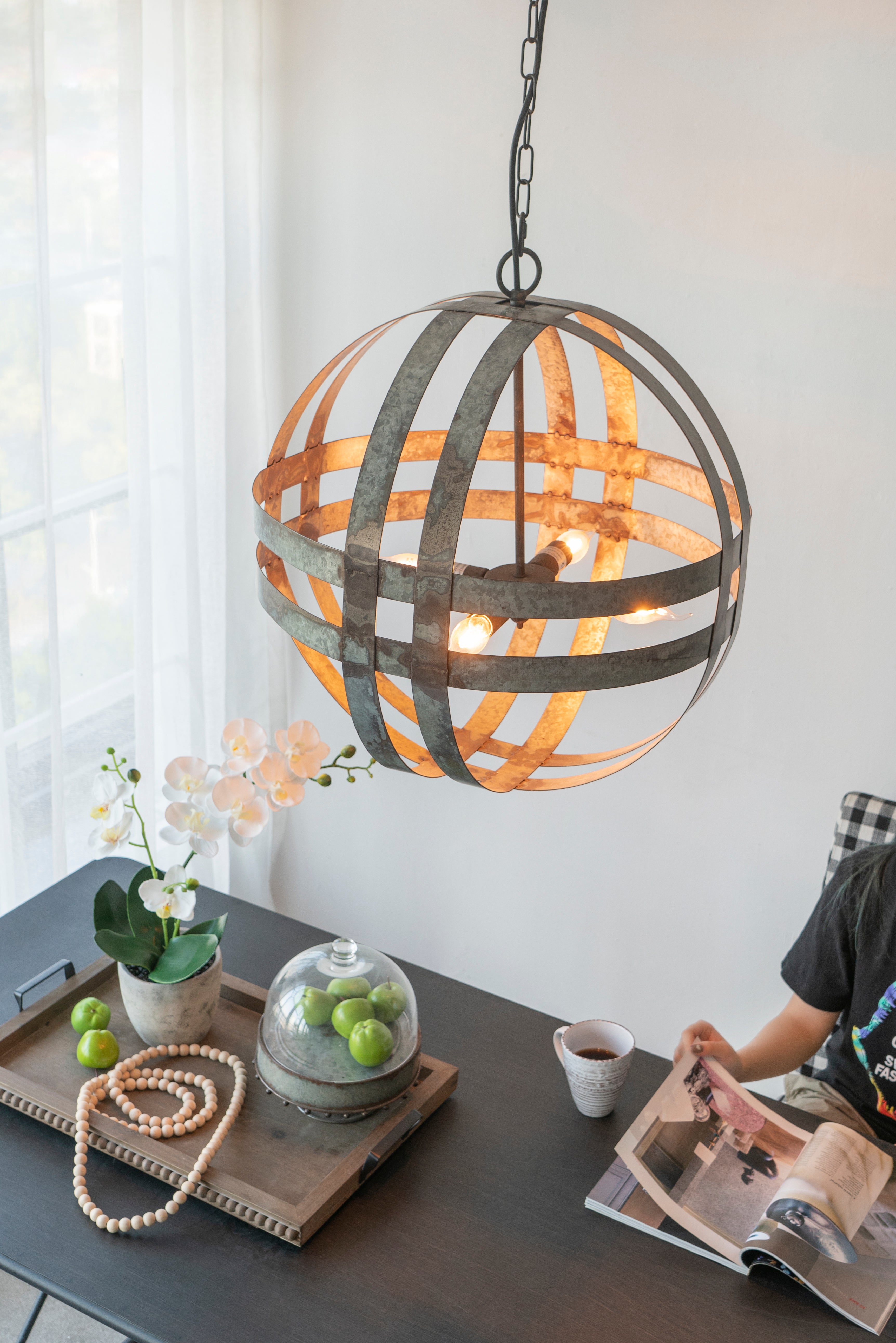 4 - Light Galvanized Chandelier