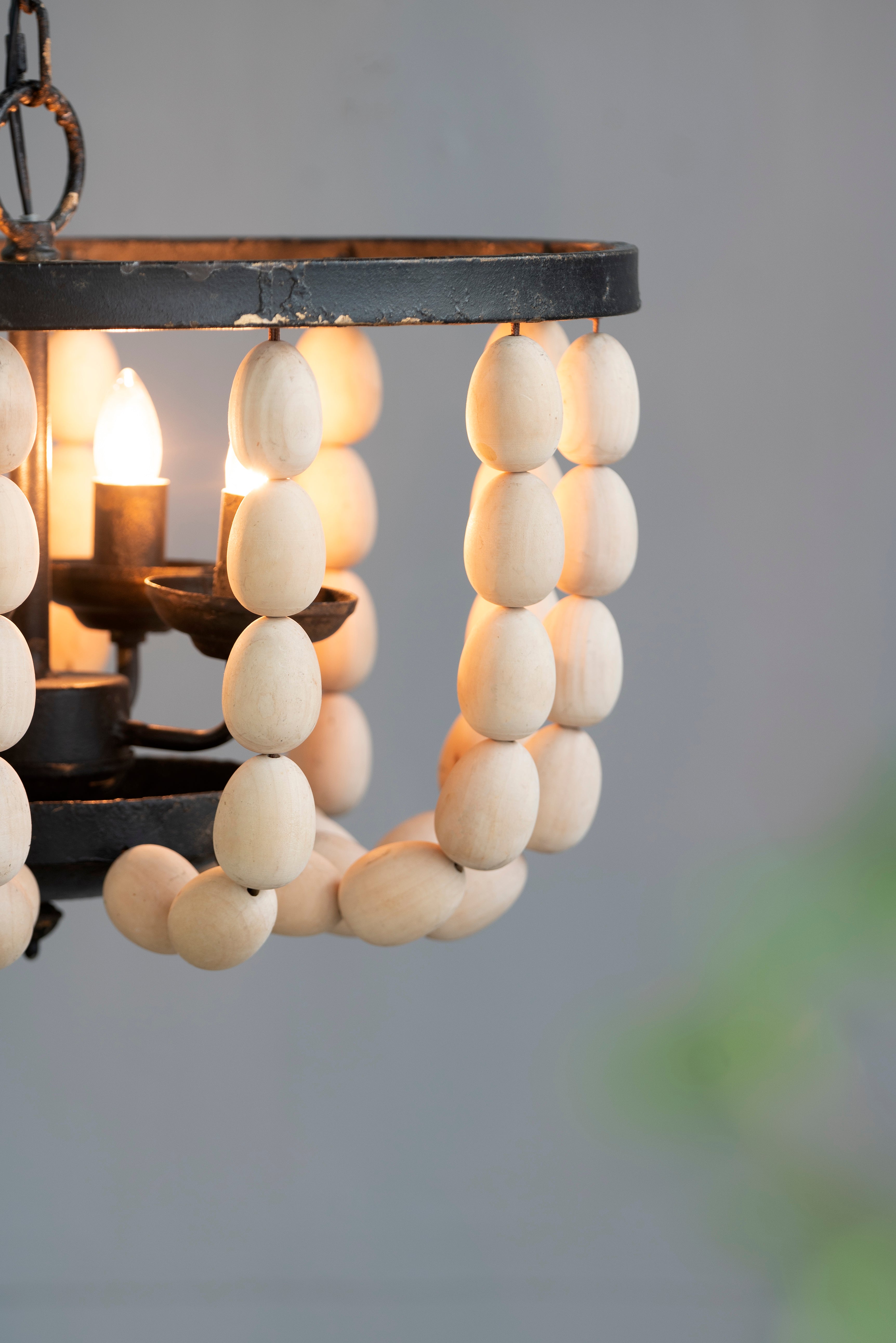 Beaded Wooden Chandelier