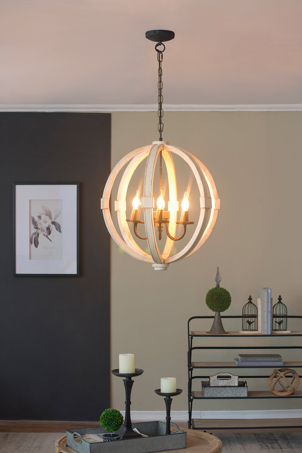 6 - Light Wood Chandelier