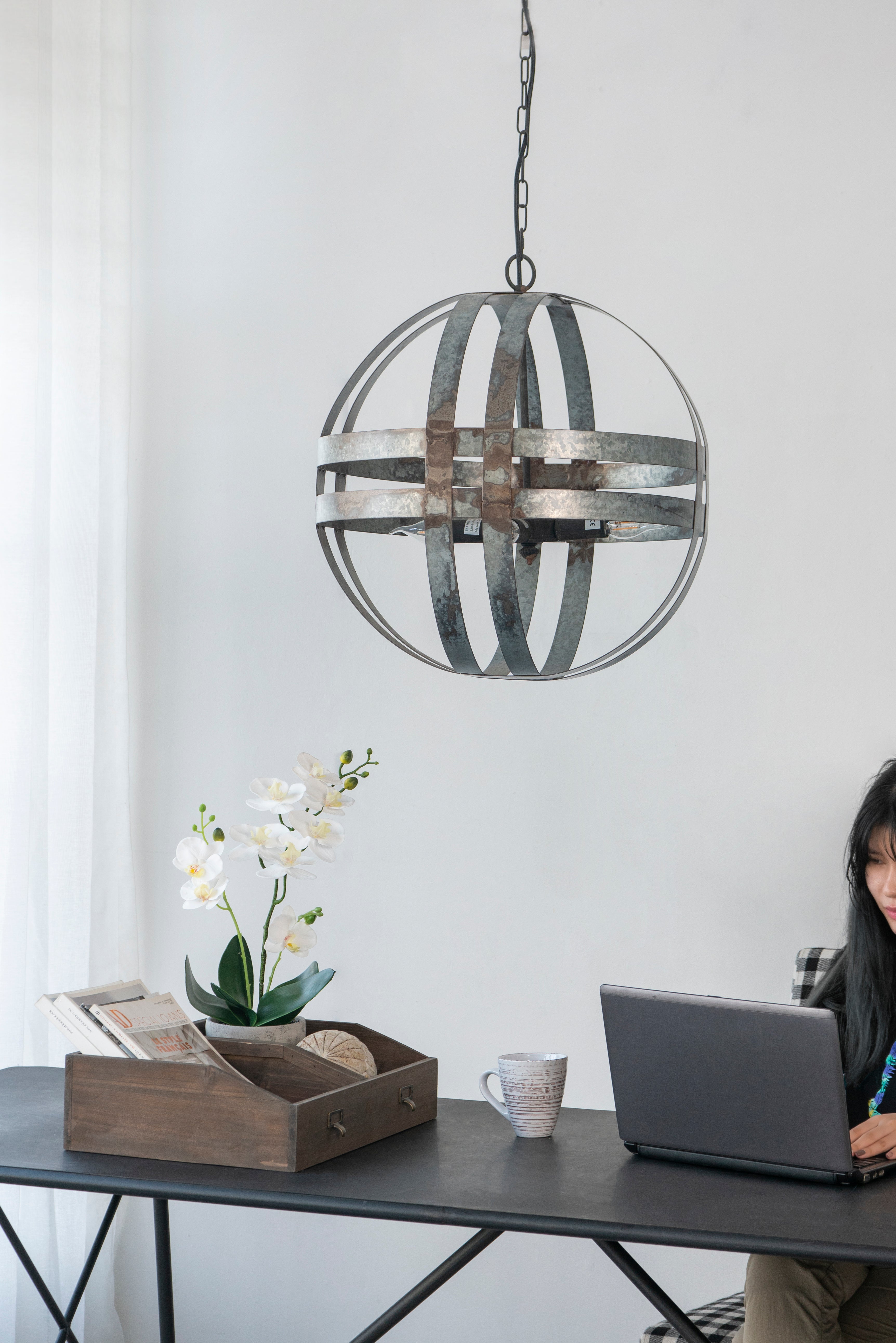 4 - Light Galvanized Chandelier