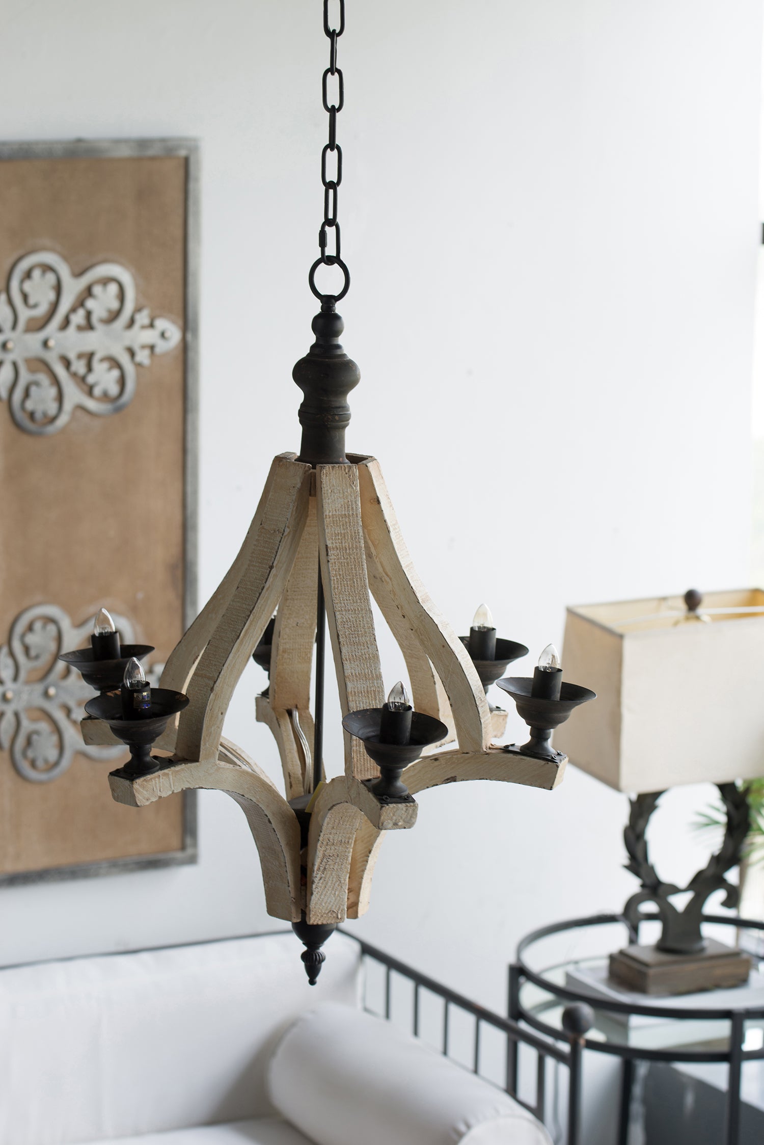 6 - Light Wood Chandelier
