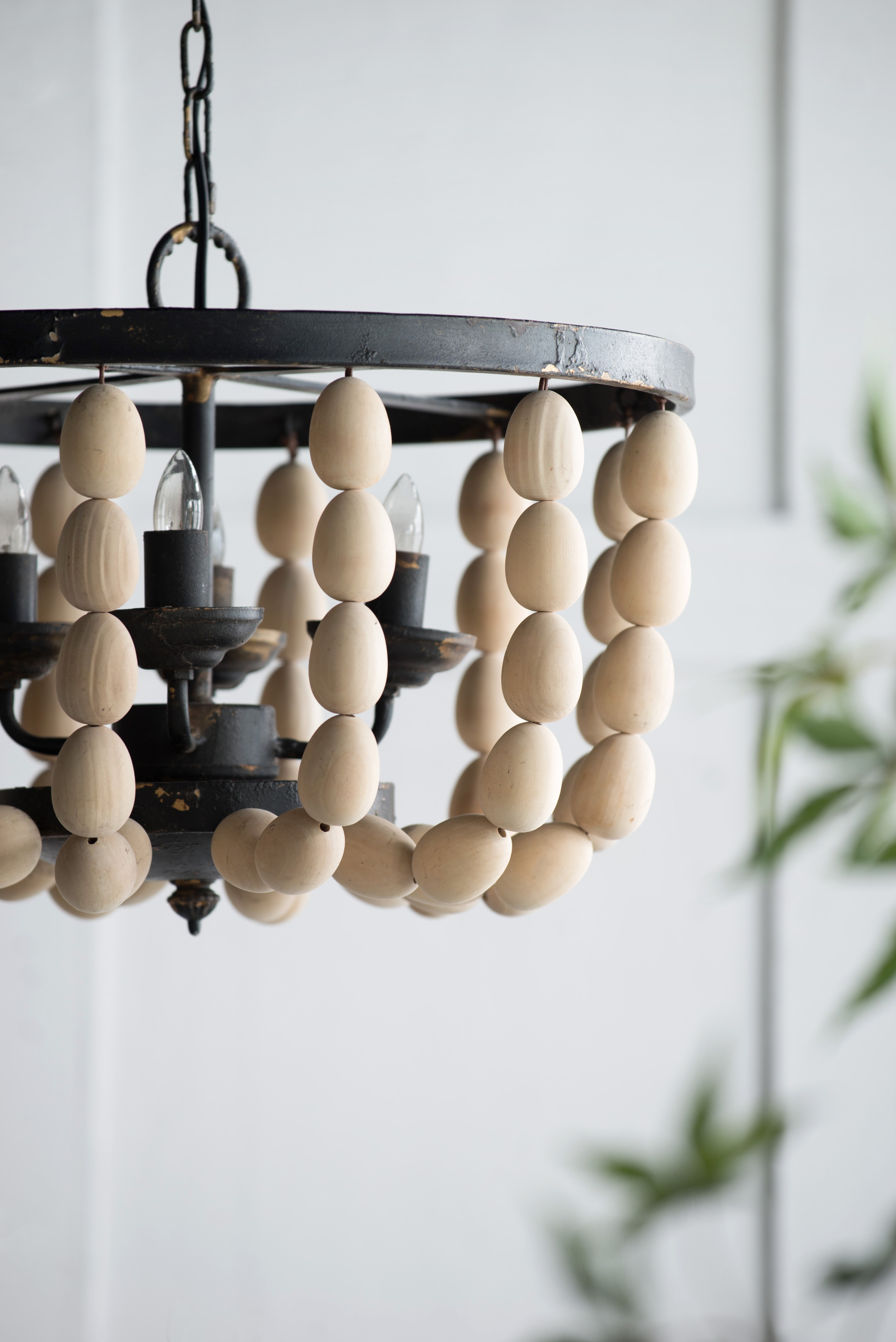 Beaded Wooden Chandelier