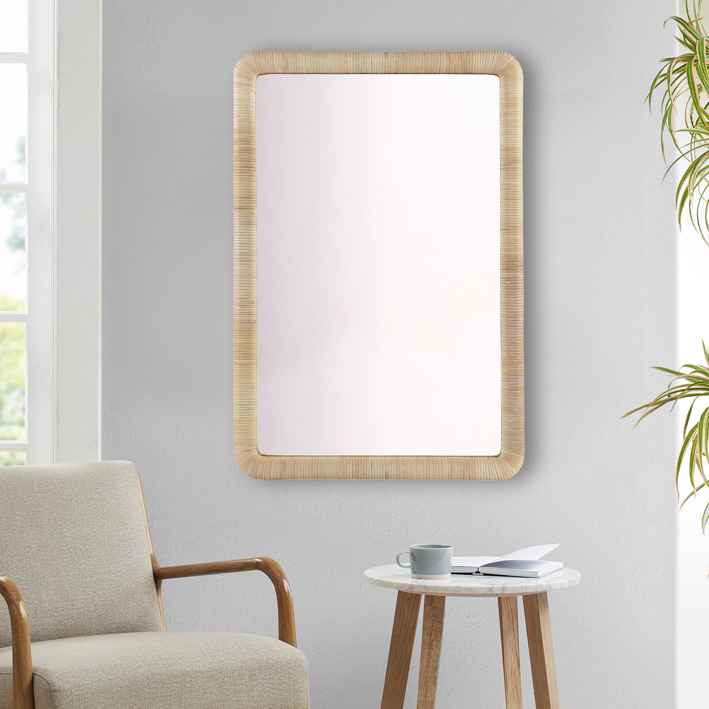 Natural Rattan Rectangle Wall Mirro