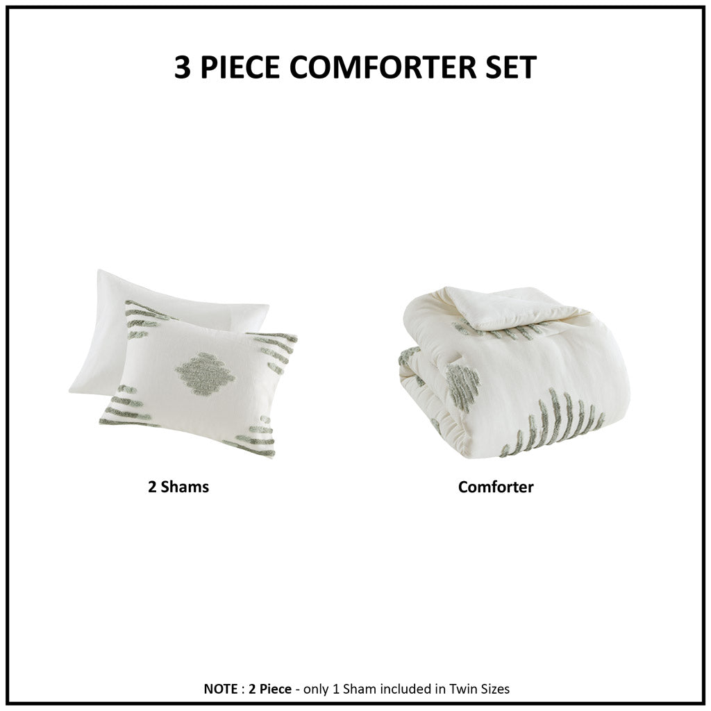 Tahli 3-Piece Cotton Blend Chenille Comforter Set