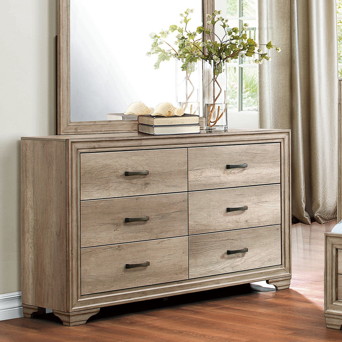 6-Drawers Dresser w Black Hardware