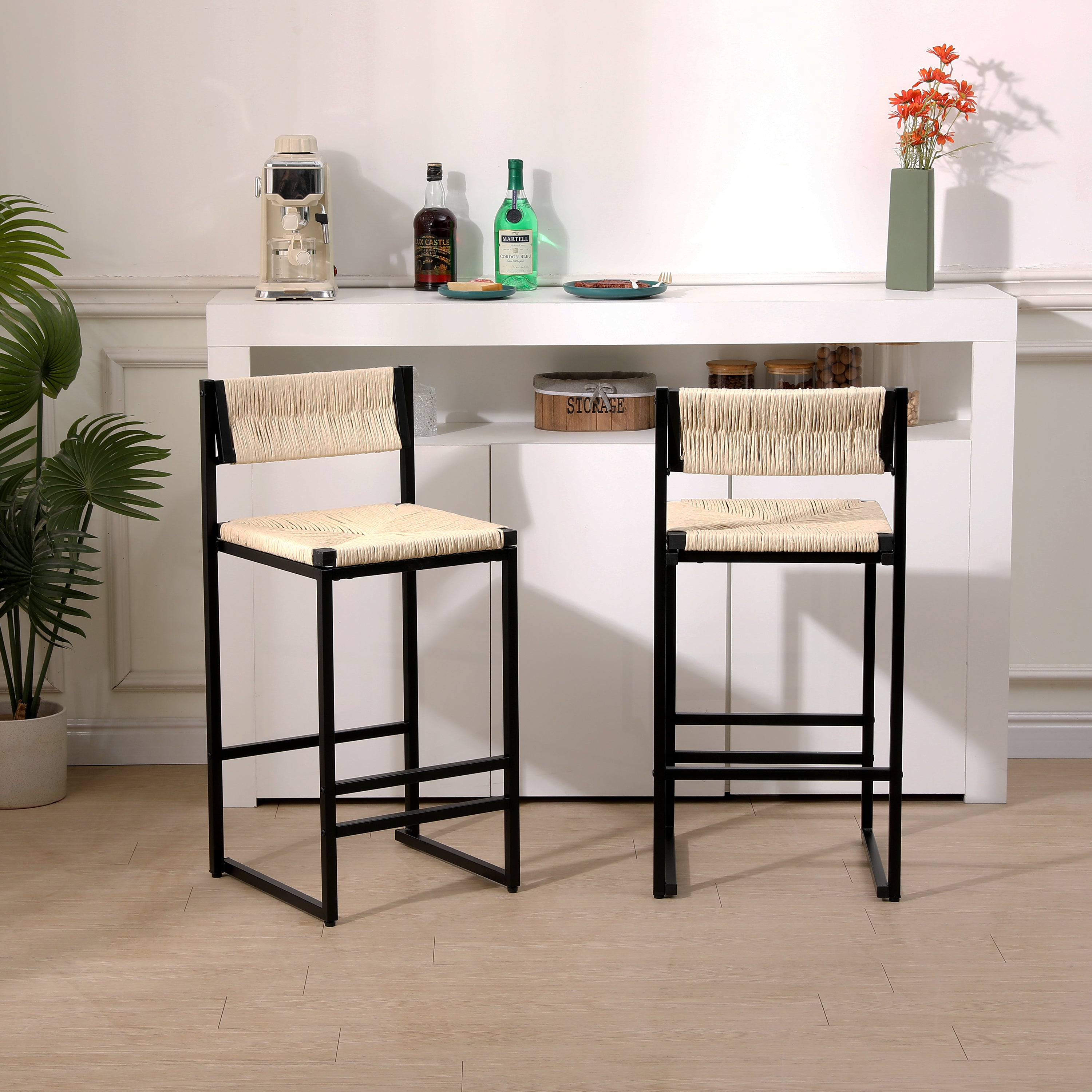Rope Woven Counter Stools, Set of 2