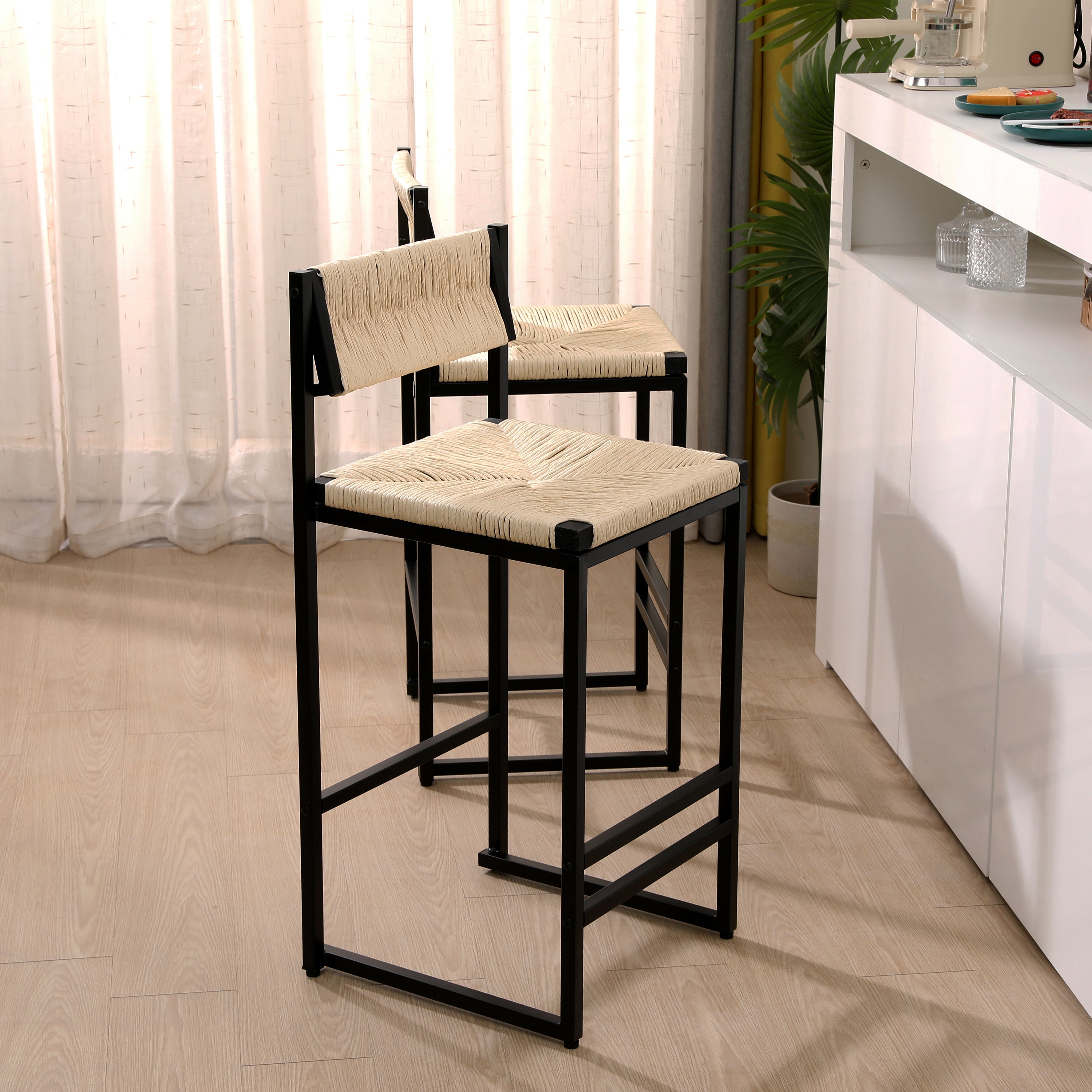 Rope Woven Counter Stools, Set of 2