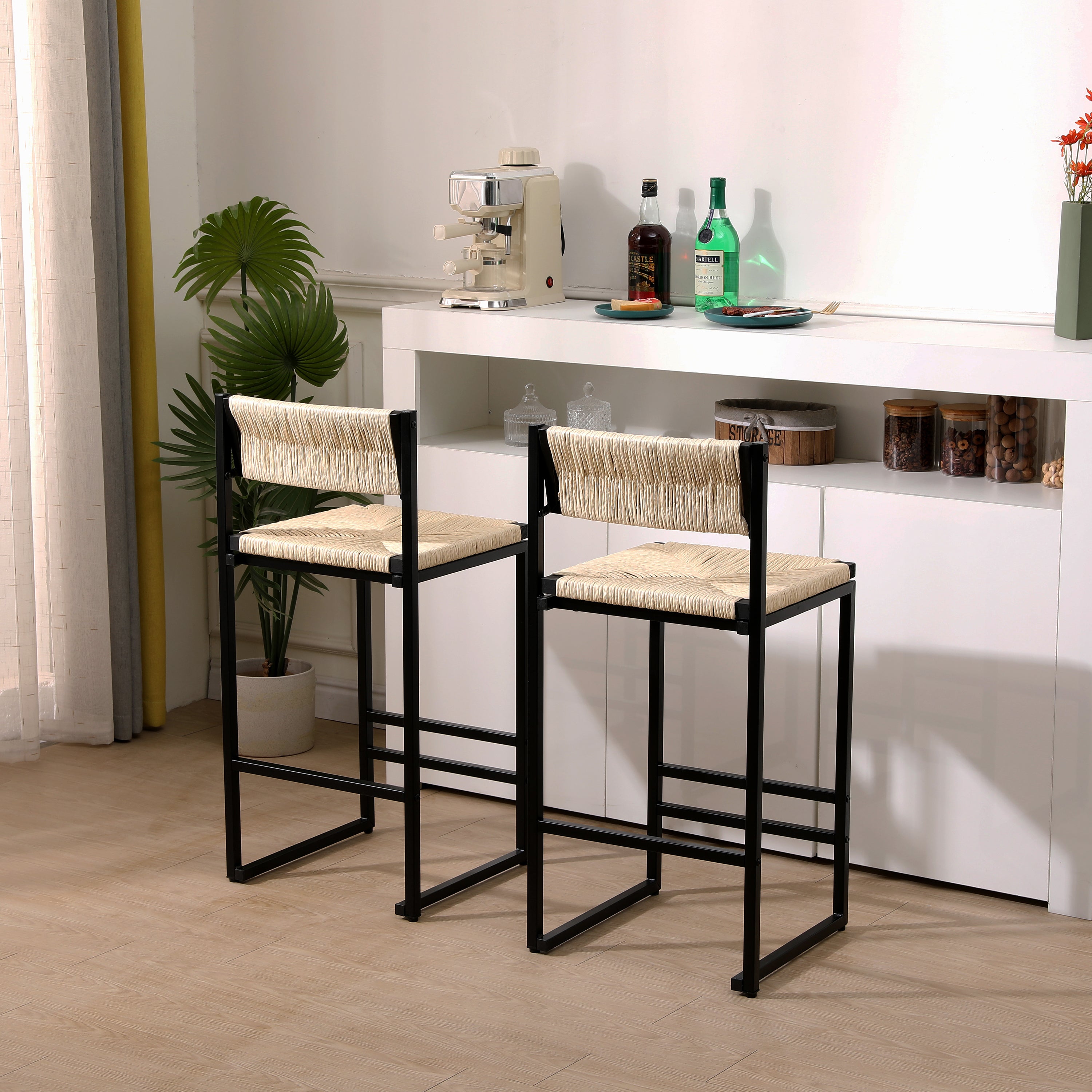 Rope Woven Counter Stools, Set of 2