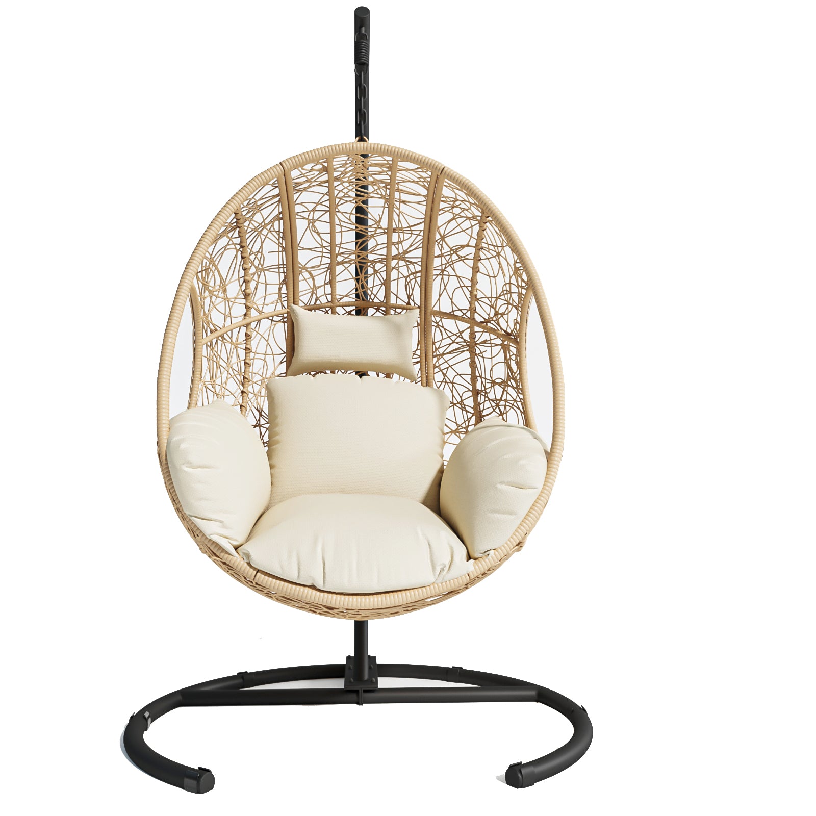 Nest Style Outdoor Indoor PE Wicker Swinging Egg Chair with Stand