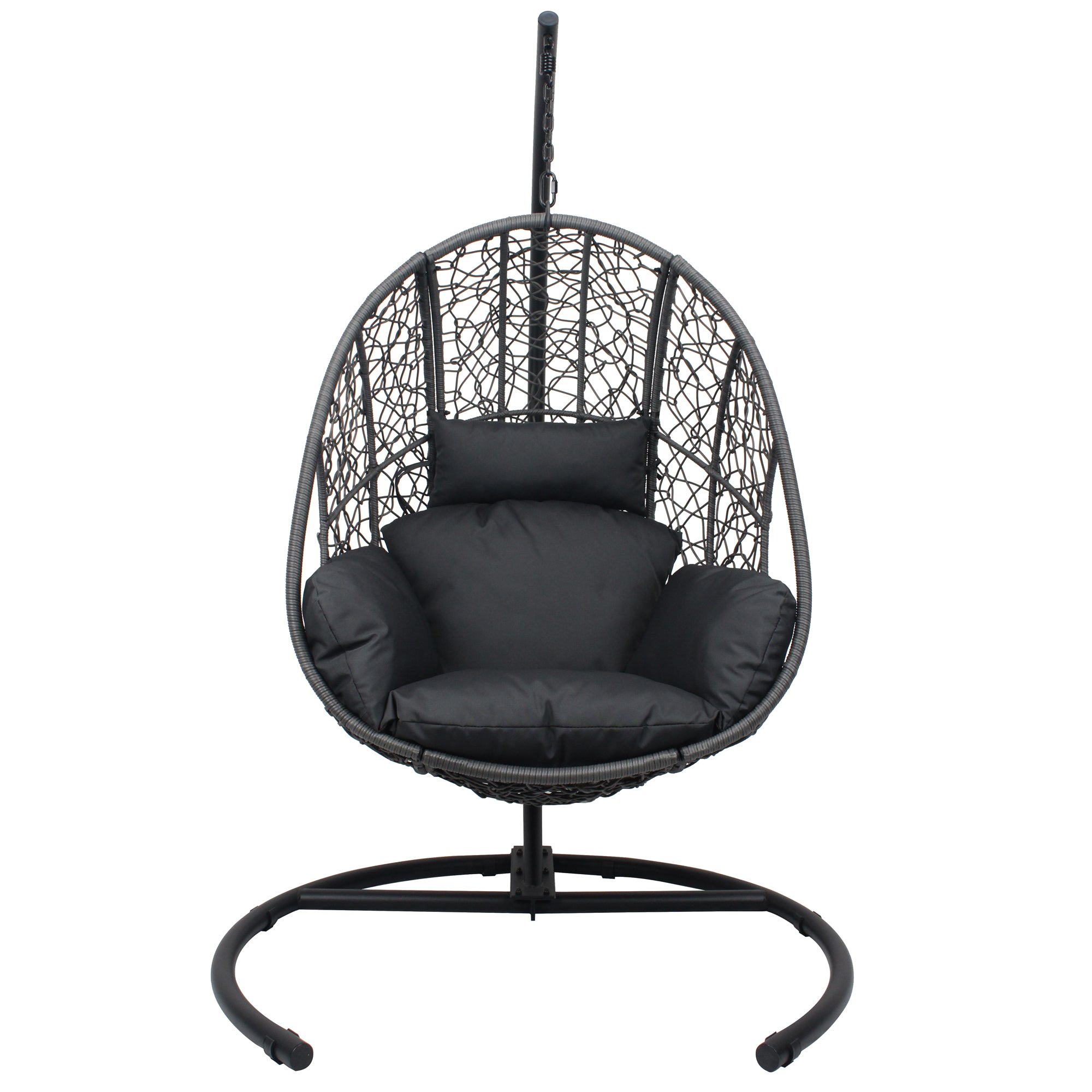 Nest Style Outdoor Indoor PE Wicker Swinging Egg Chair with Stand