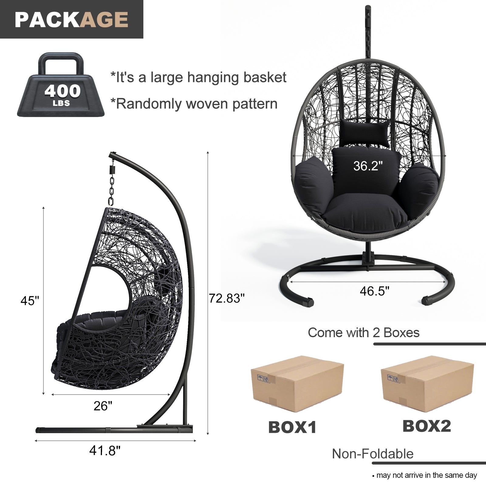 Nest Style Outdoor Indoor PE Wicker Swinging Egg Chair with Stand