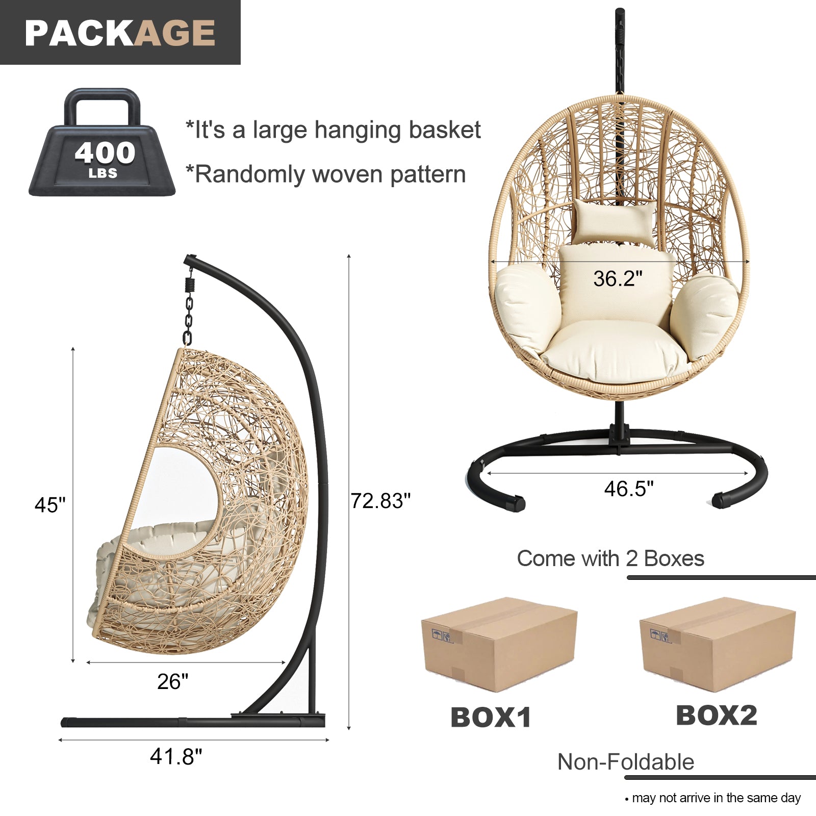 Nest Style Outdoor Indoor PE Wicker Swinging Egg Chair with Stand