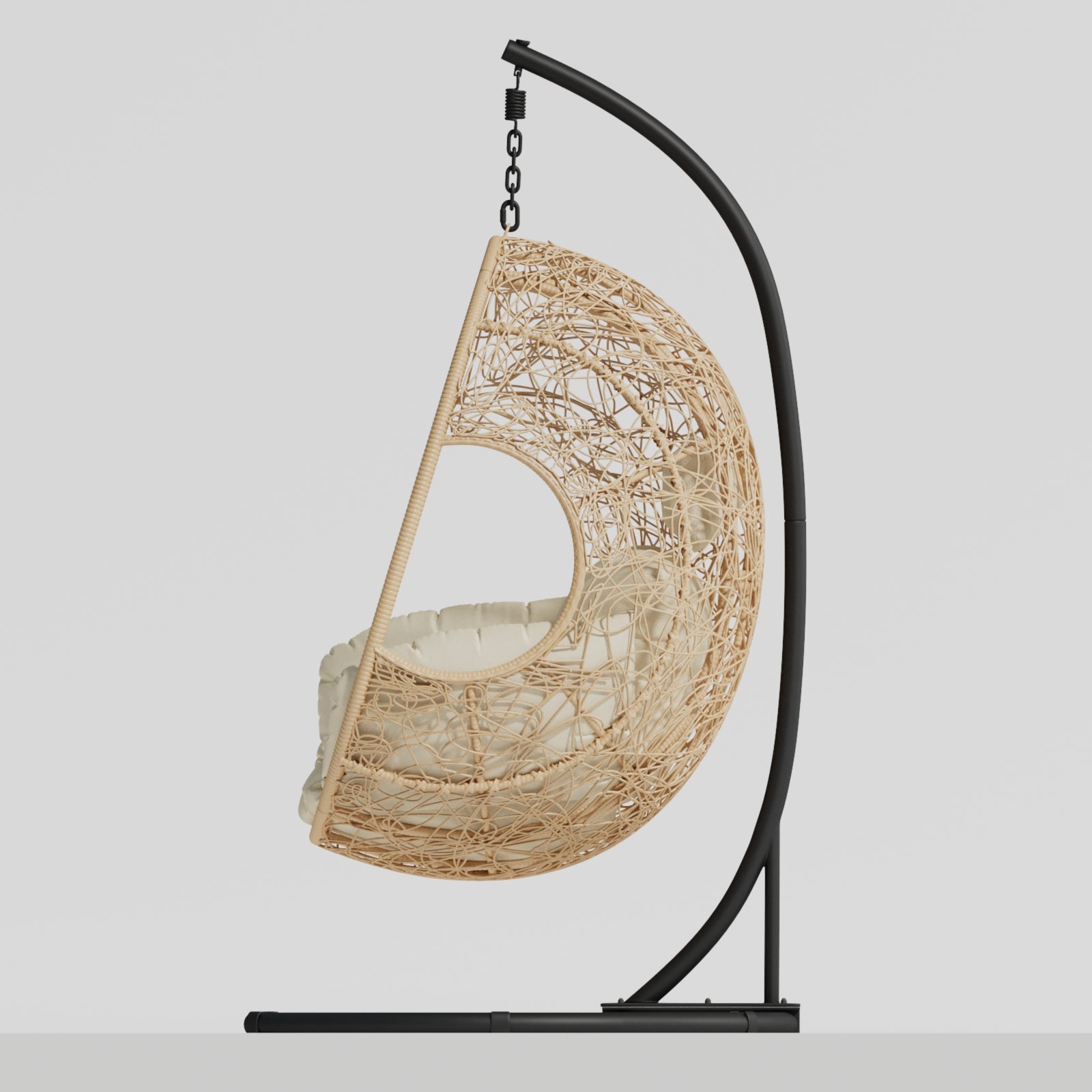 Nest Style Outdoor Indoor PE Wicker Swinging Egg Chair with Stand