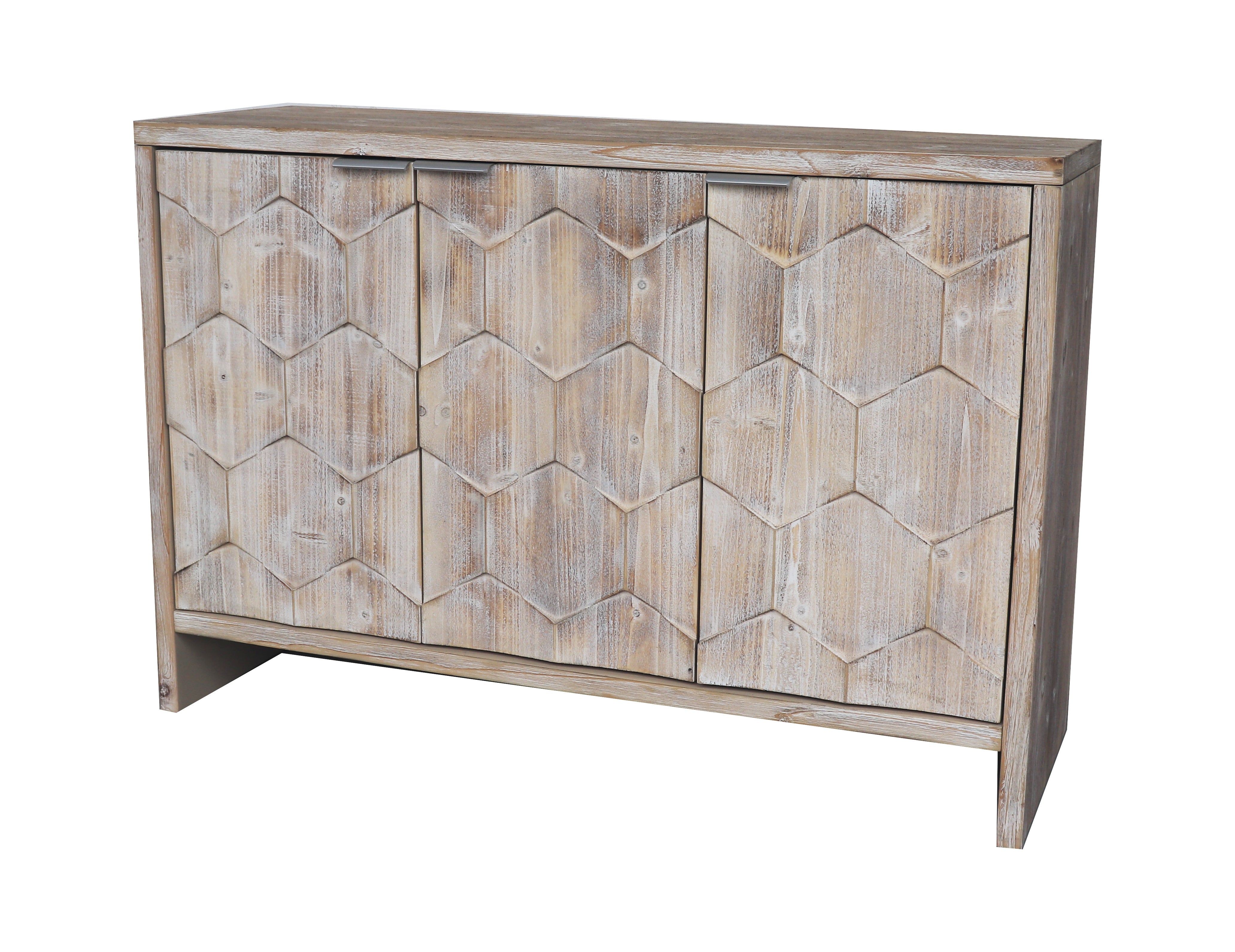 Farmhouse Style 3 Door Wooden Sideboard