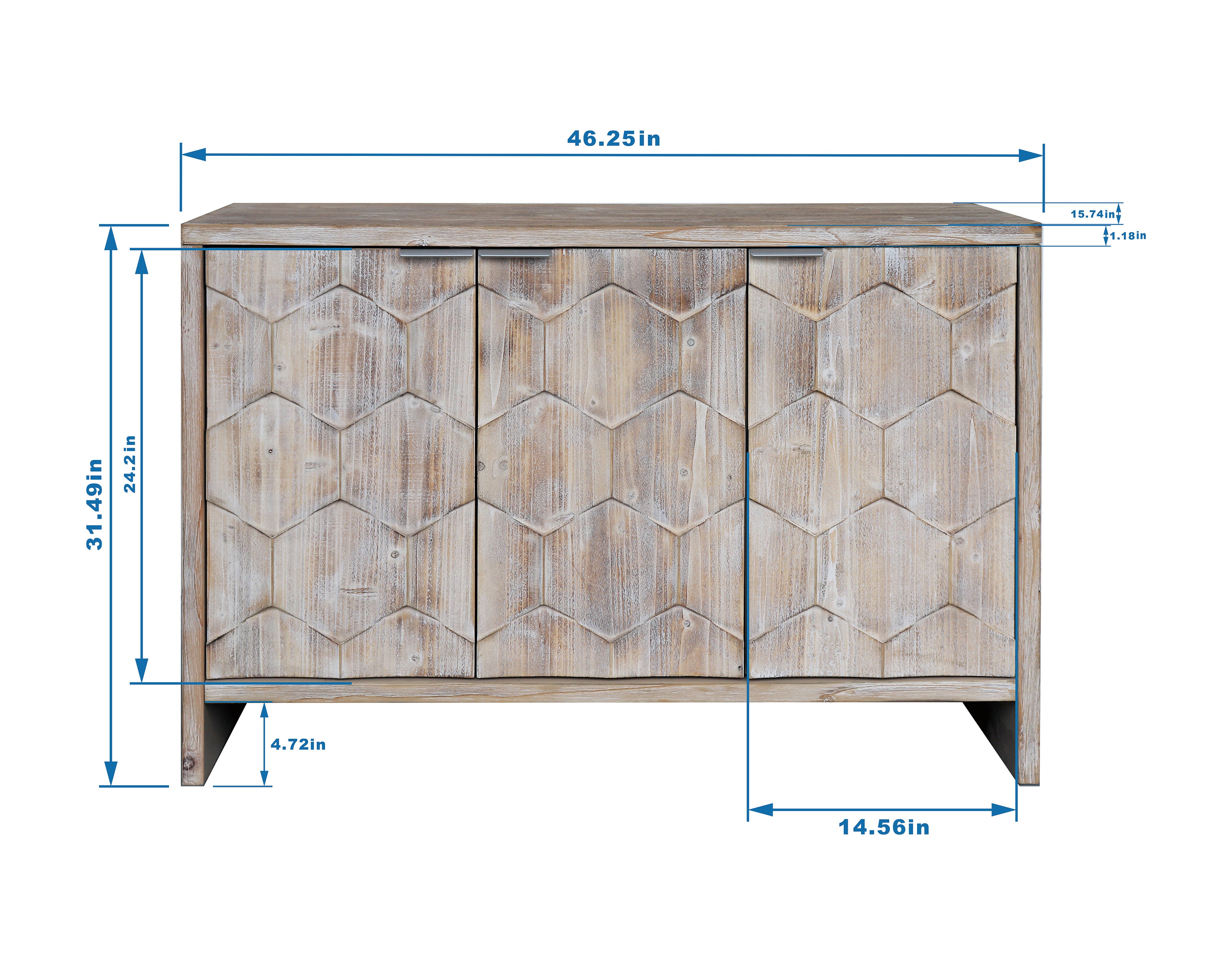 Farmhouse Style 3 Door Wooden Sideboard