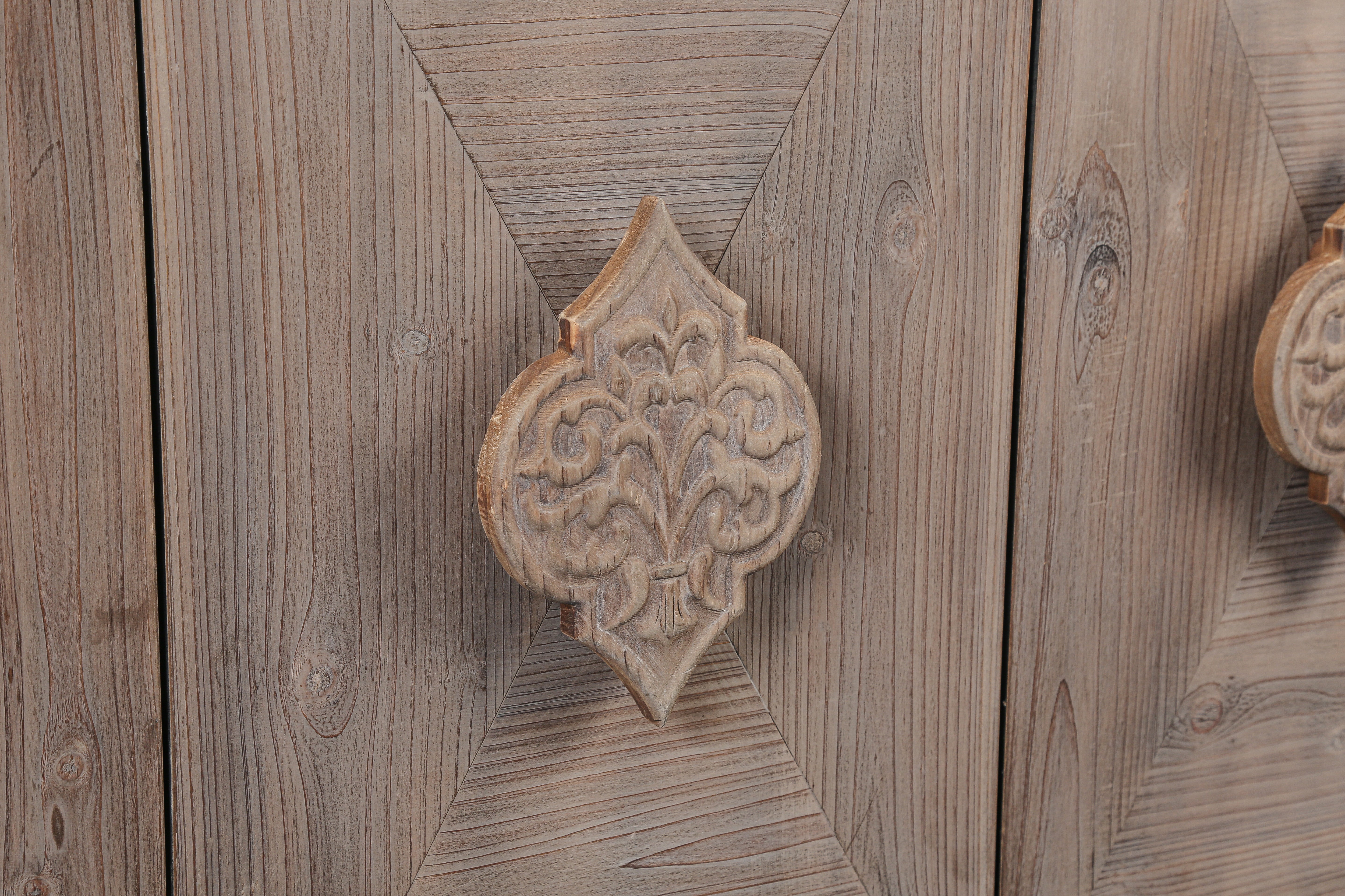 Carved Flower Door Cabinet