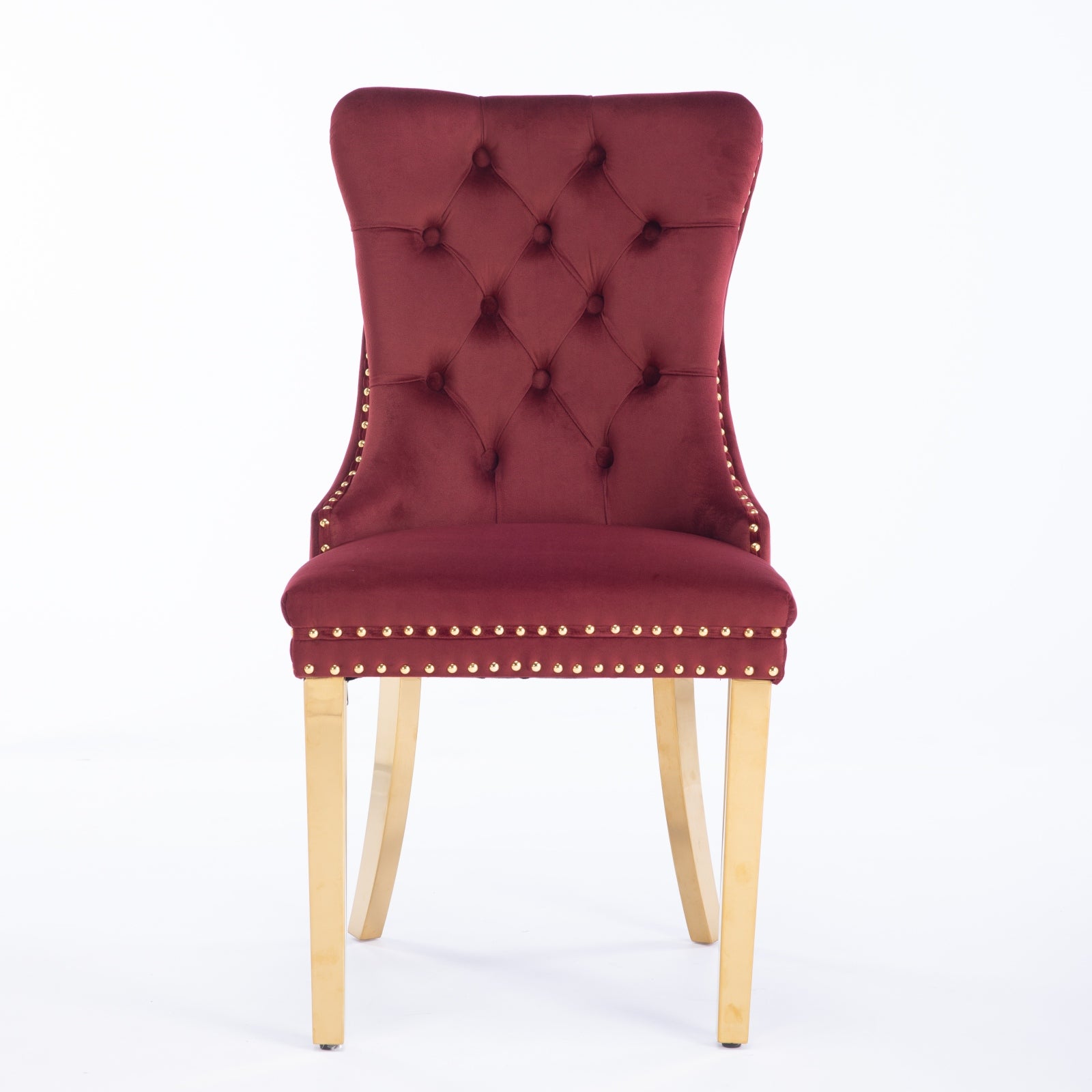 Rosewick Modern Tufted Velvet Solid Wood Upholstered Dining Chair with Gold Stainless Steel Plating Legs, Set of 2