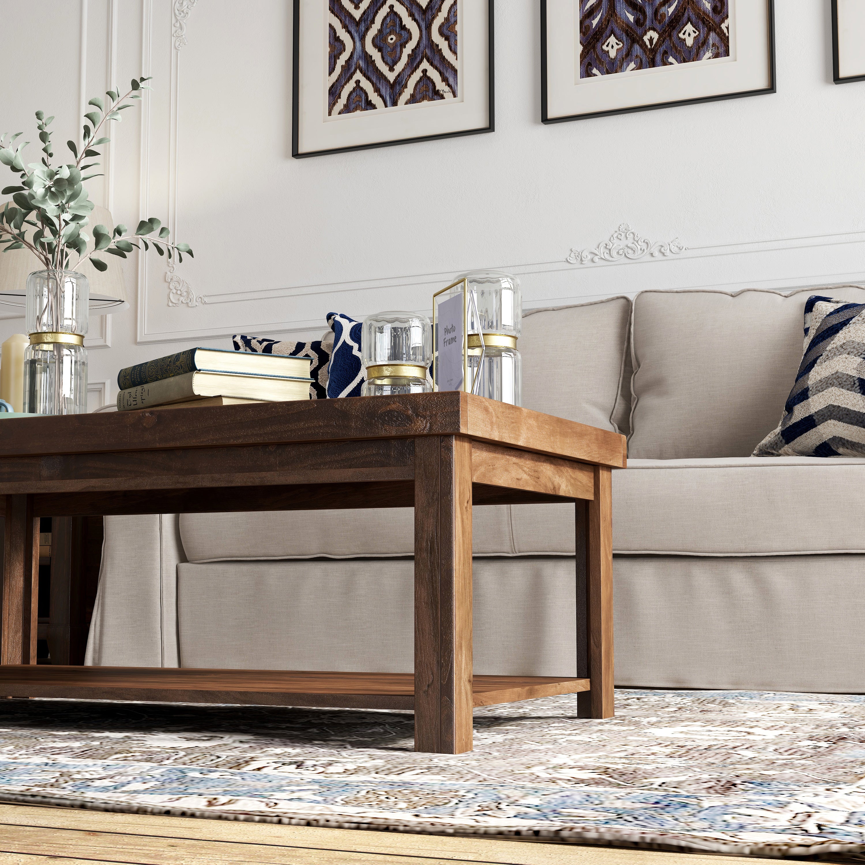 Farmhouse Rustic Rectangular Coffee Table