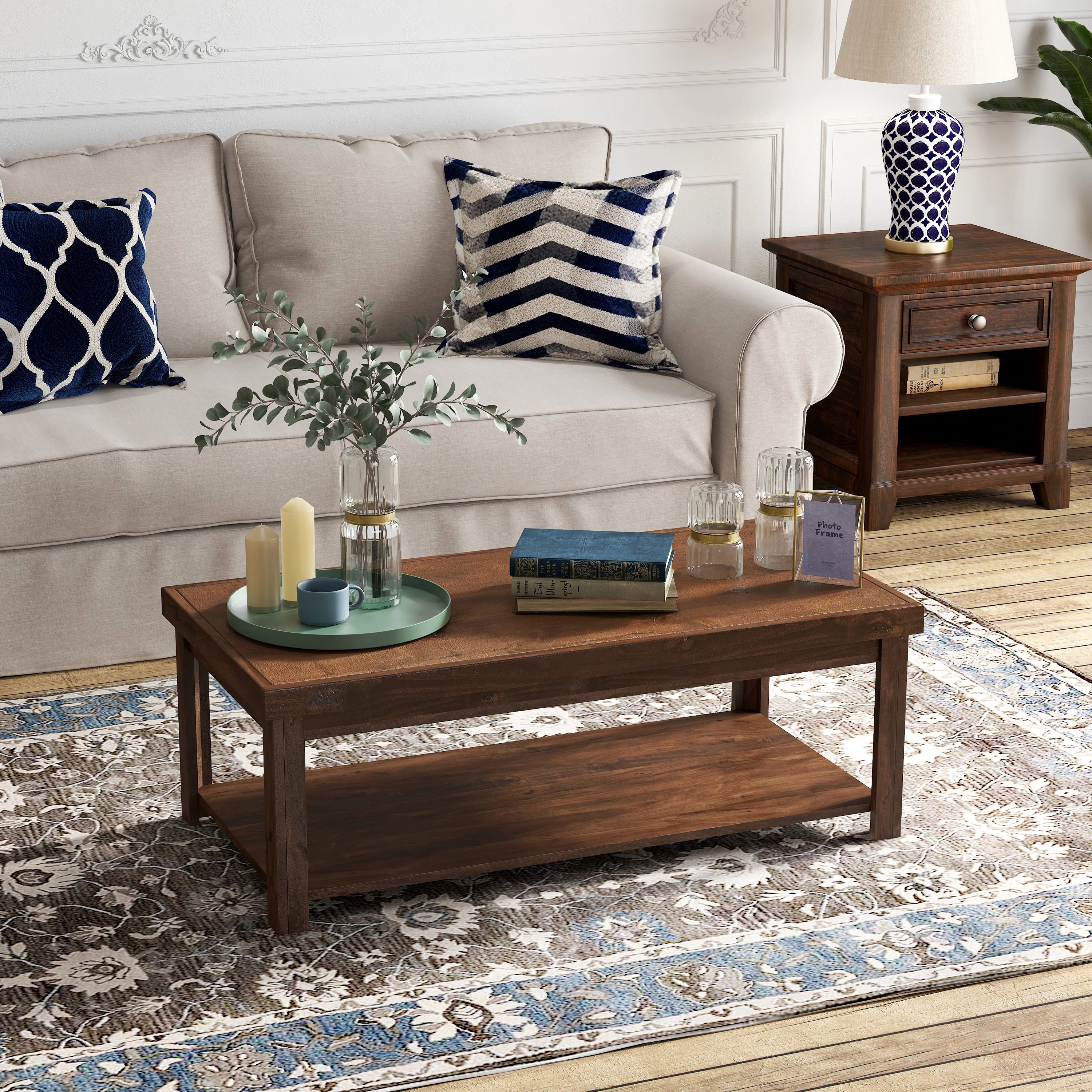 Farmhouse Rustic Rectangular Coffee Table