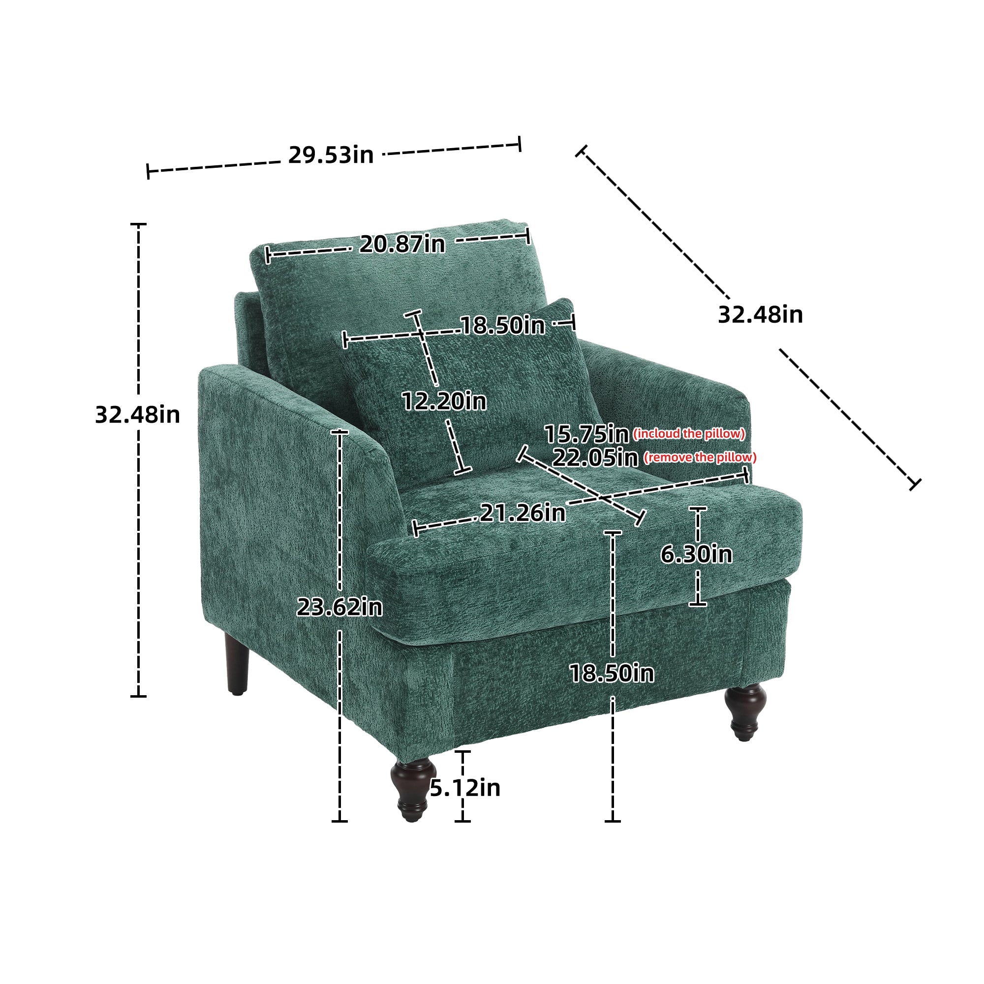 Chenille Tufted Upholstered Club Accent Chair
