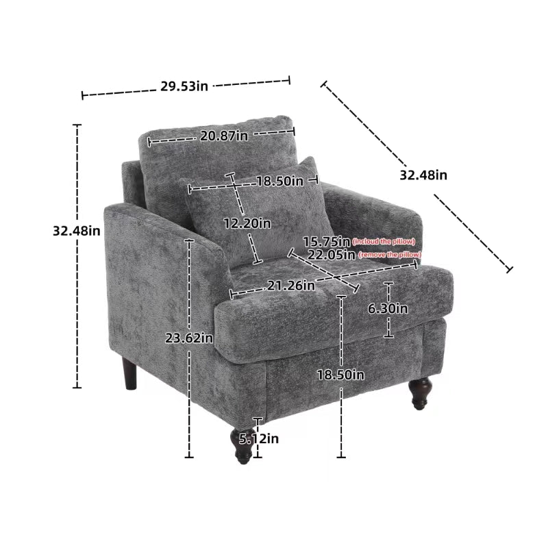 Chenille Tufted Upholstered Club Accent Chair