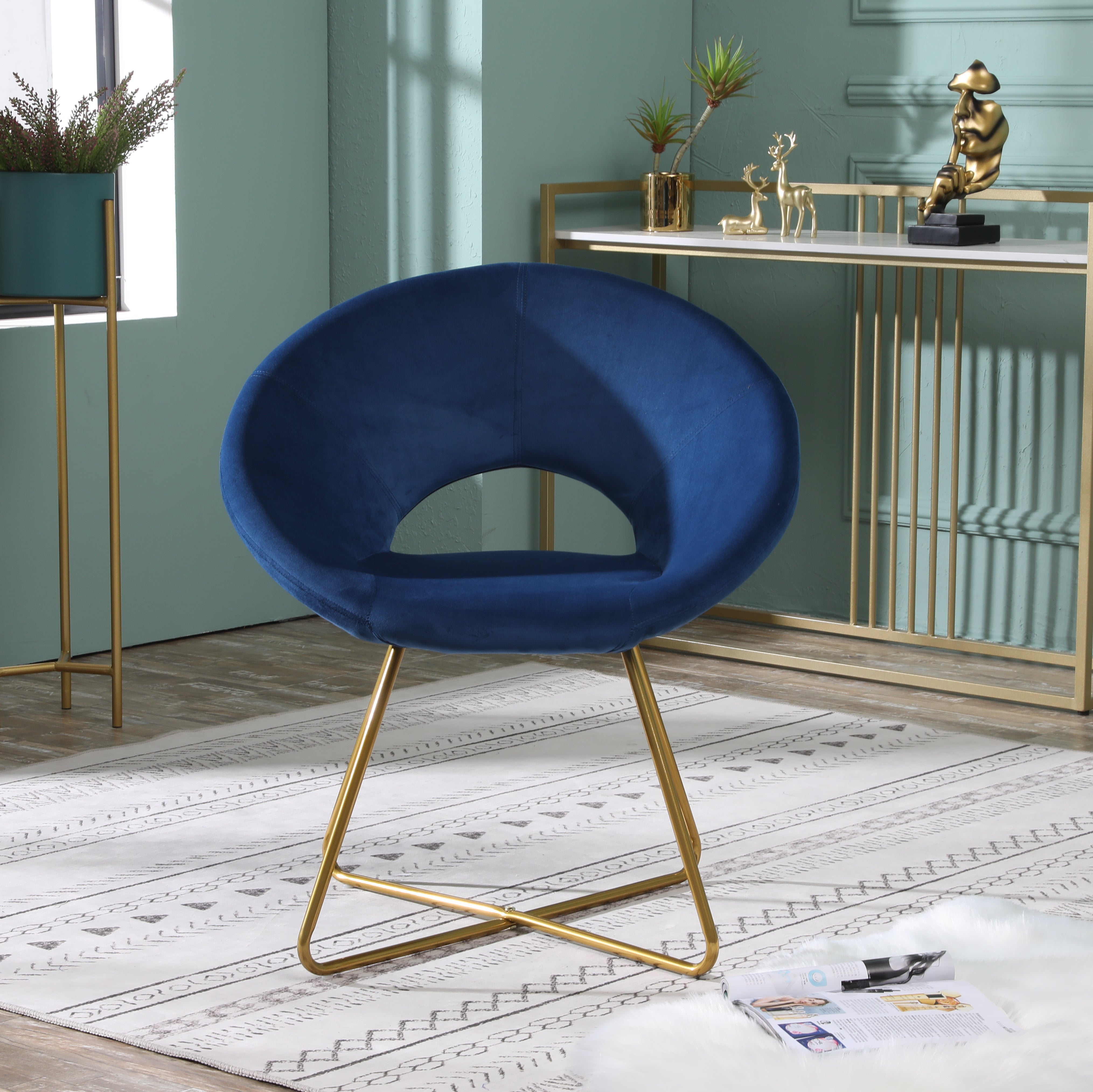 Slatina Pink Silky Velvet Upholstered Accent Chair with Gold Tone Finished Base