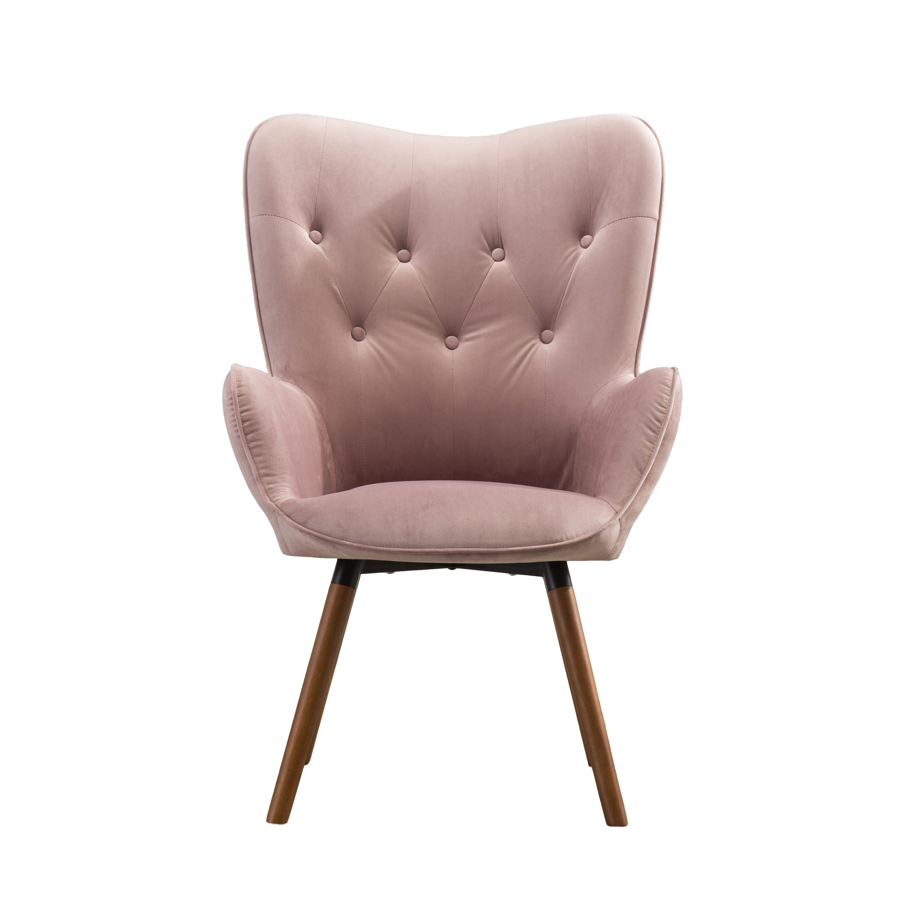 Doarnin Contemporary Silky Velvet Tufted Button Back Accent Chair, Mauve