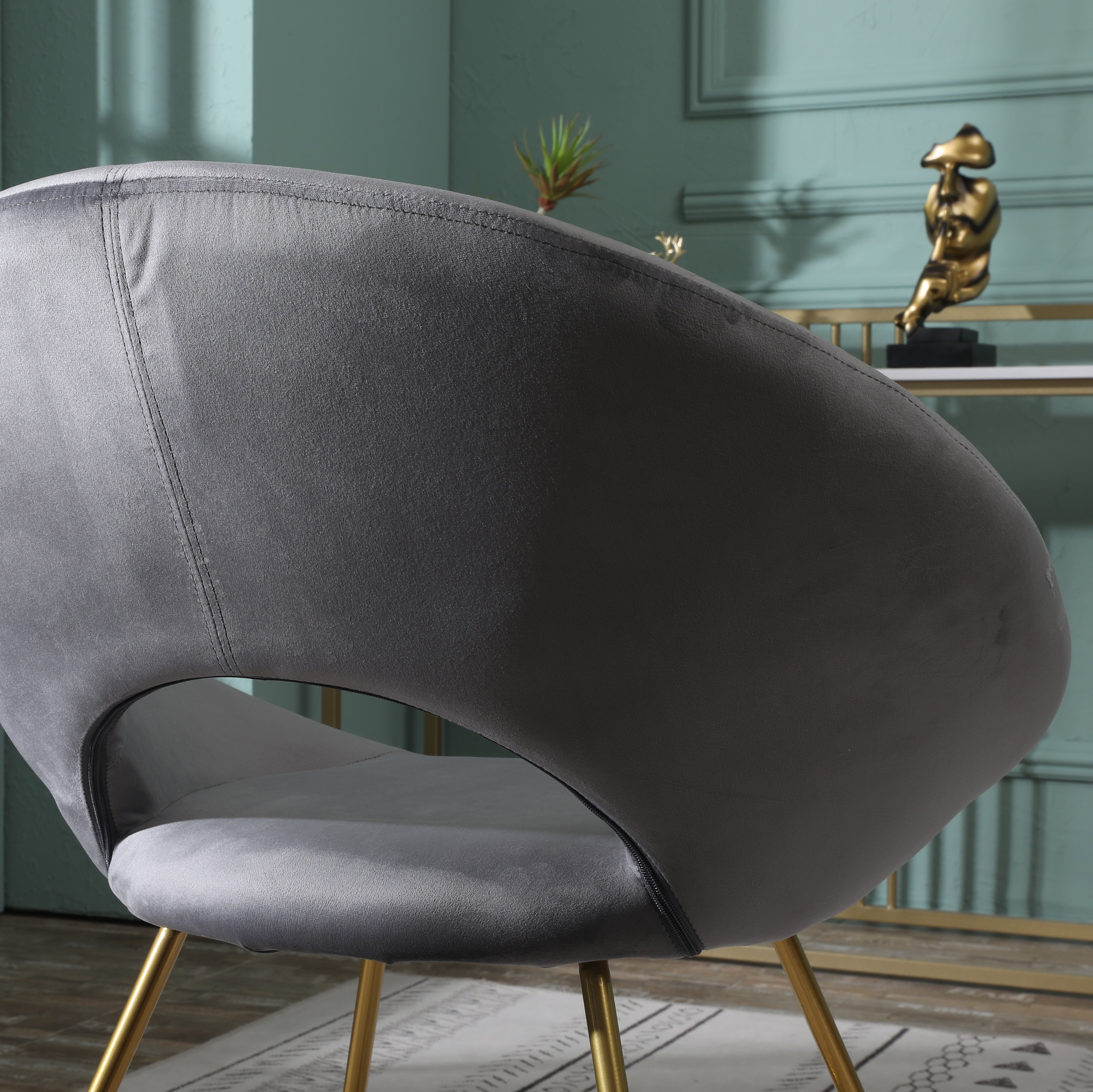 Slatina Pink Silky Velvet Upholstered Accent Chair with Gold Tone Finished Base