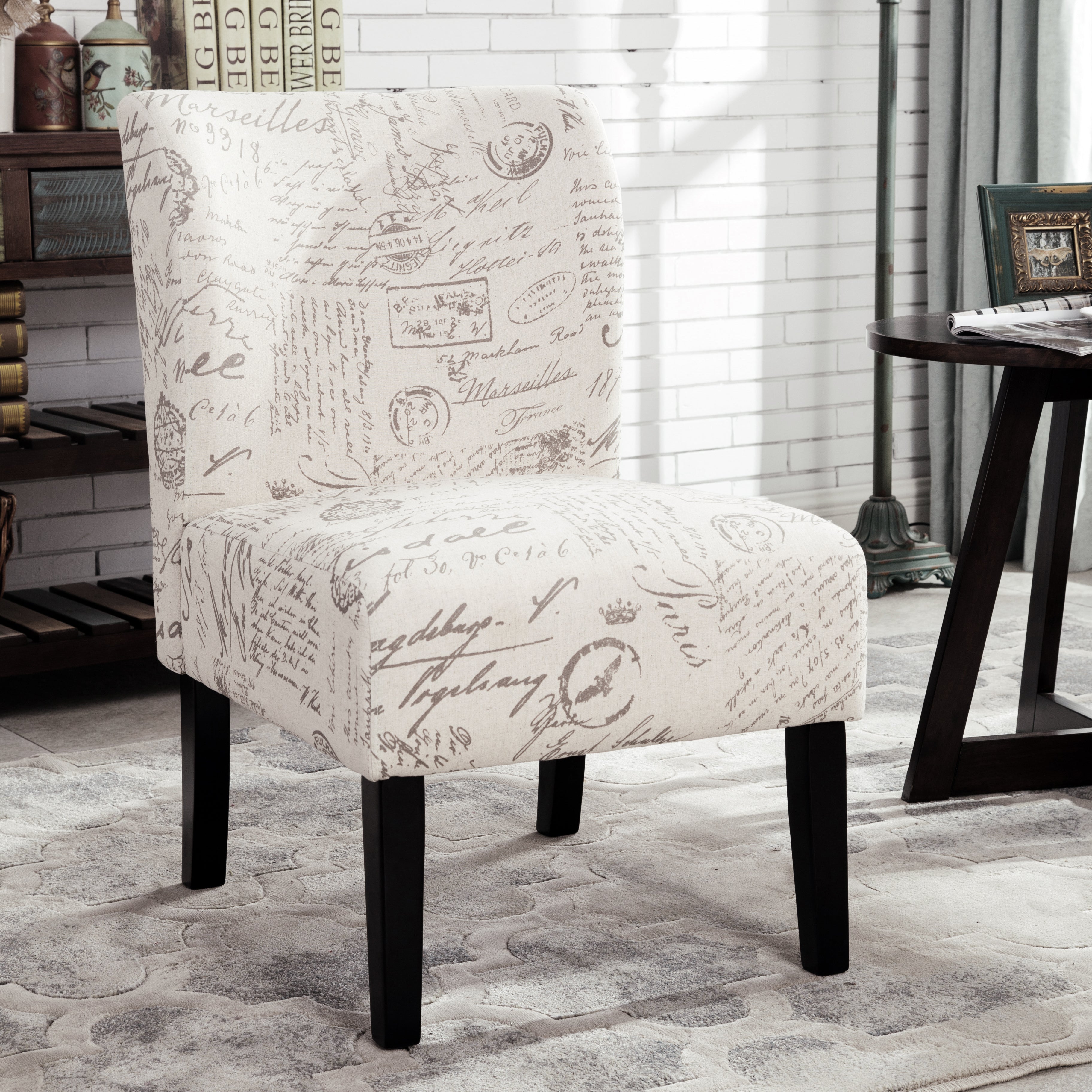 Capa English Letter Print Armless Accent Chair