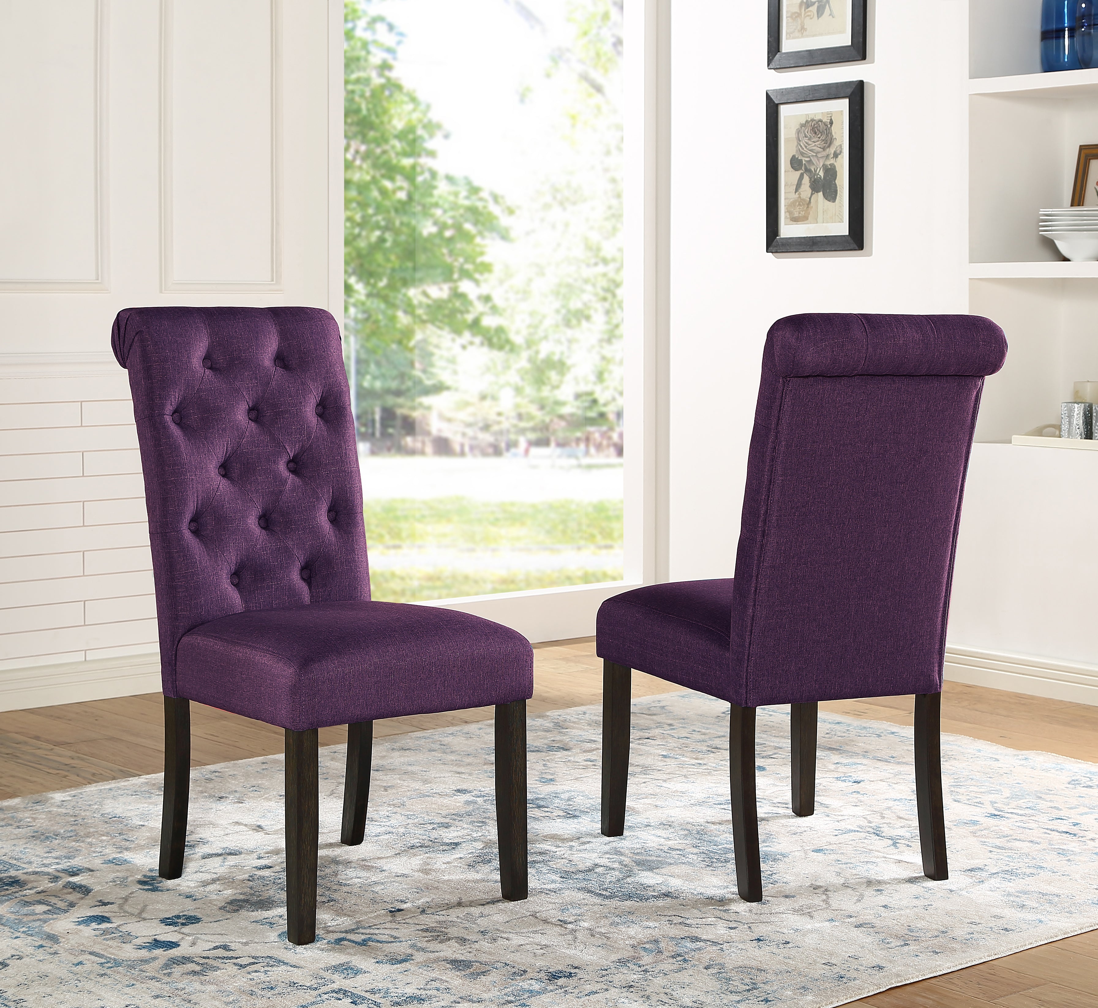 Levi Button Tufted Upholstered Dining Chair, Set of 2