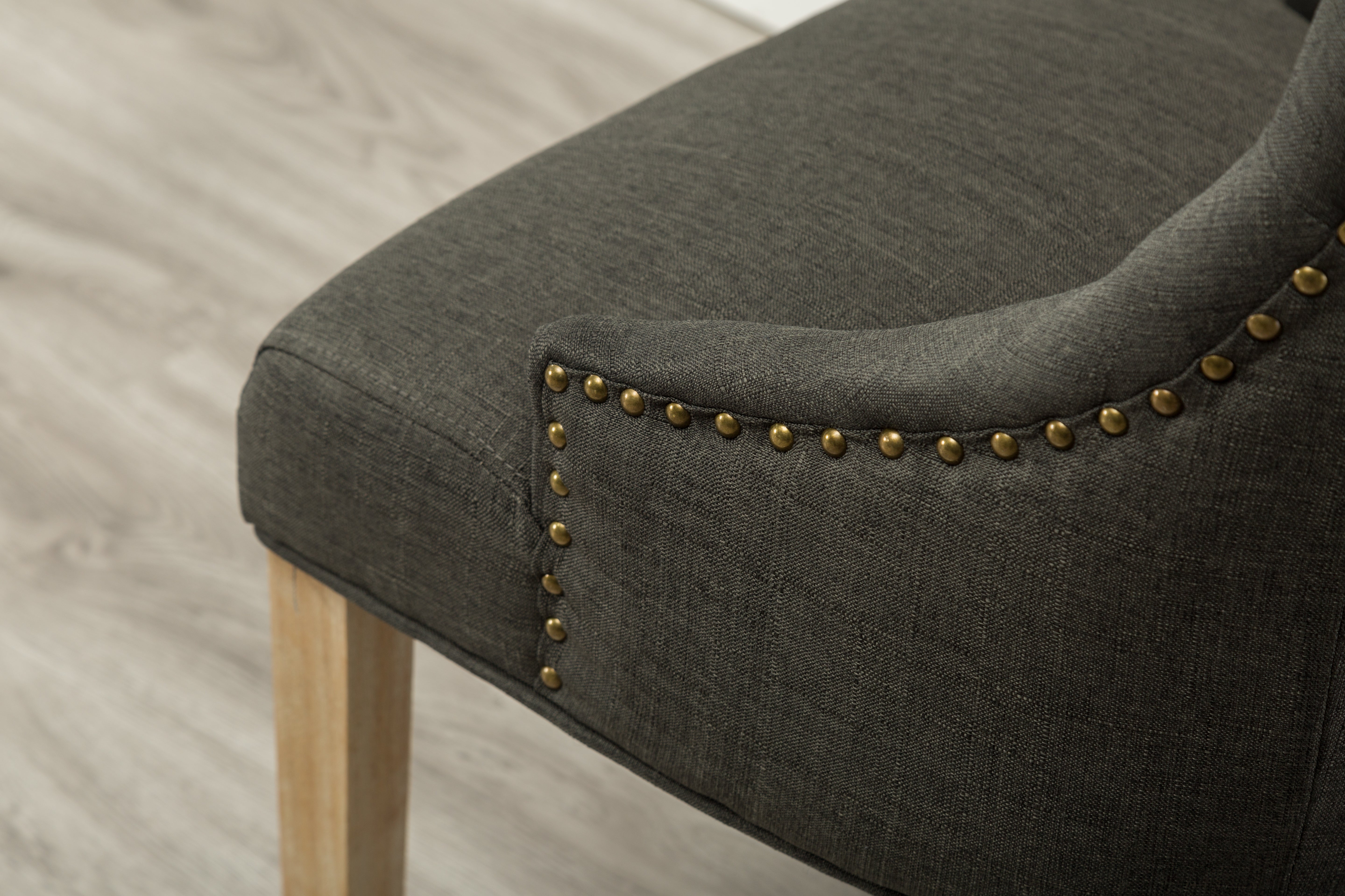 Charcoal Button Tufted Solid Wood Wingback Hostess Chairs, Set of 2