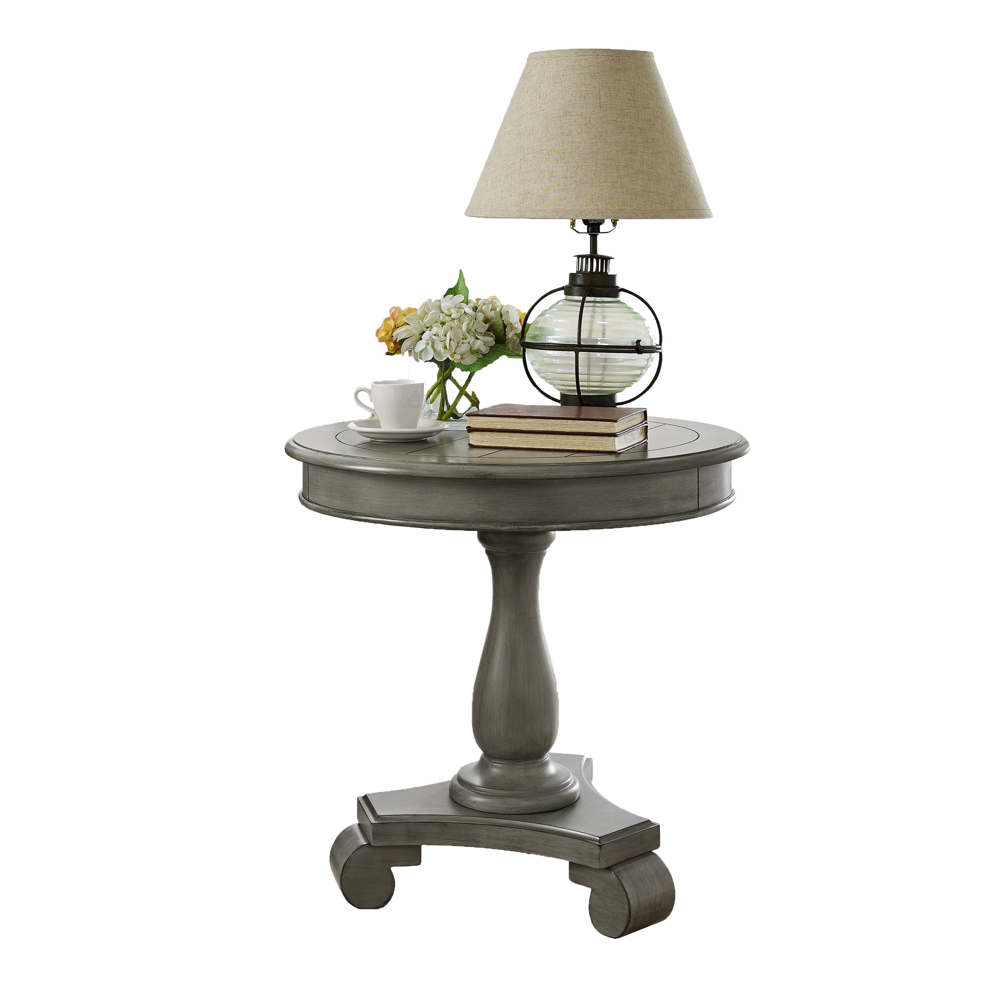 Rene Round Wood Pedestal Side Table