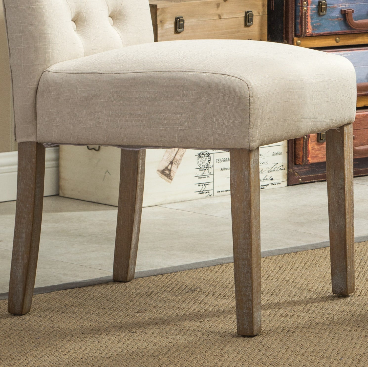 Hazel Solid Wood Button Tufted Upholstered Parsons Dining Chair, Set of 2