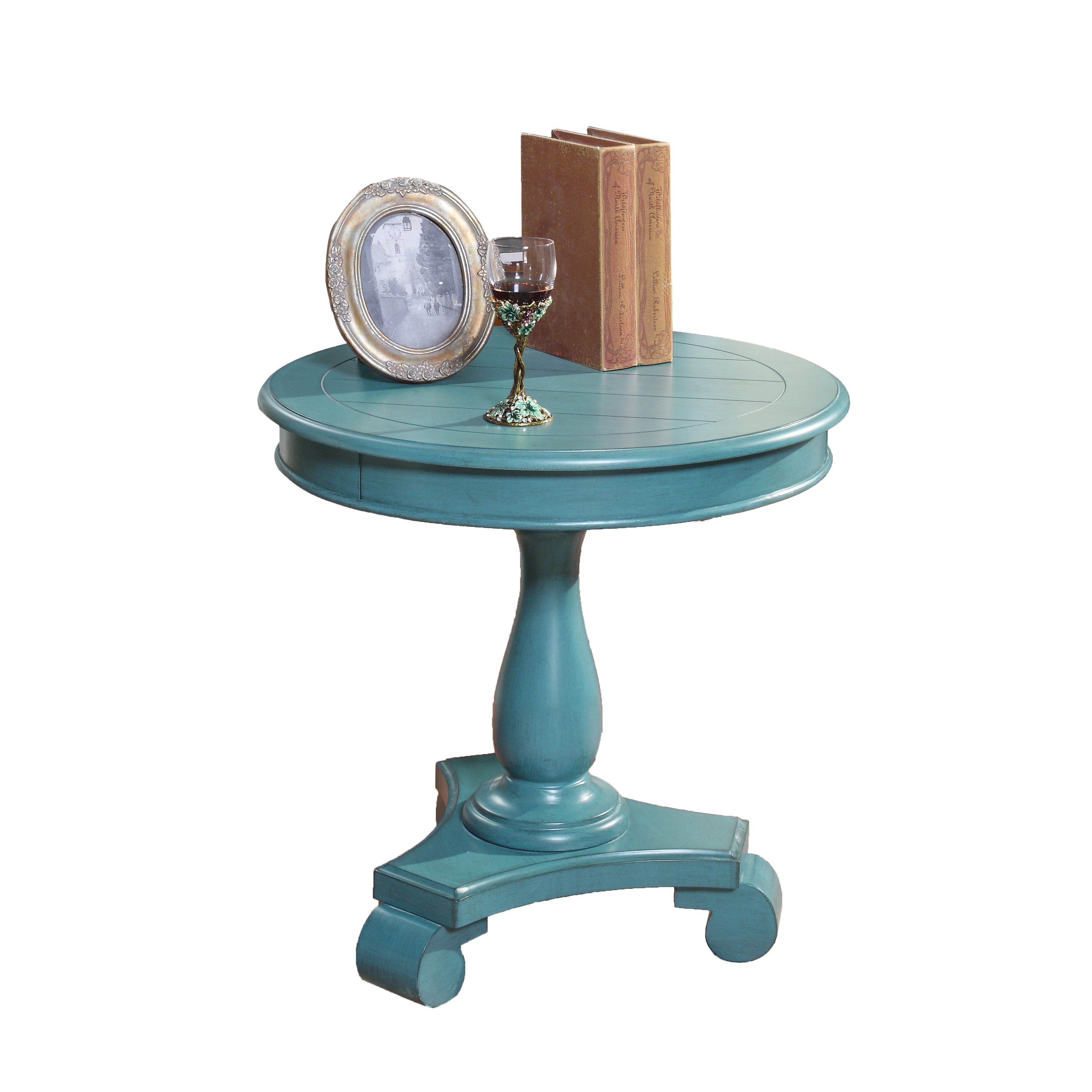 Rene Round Wood Pedestal Side Table