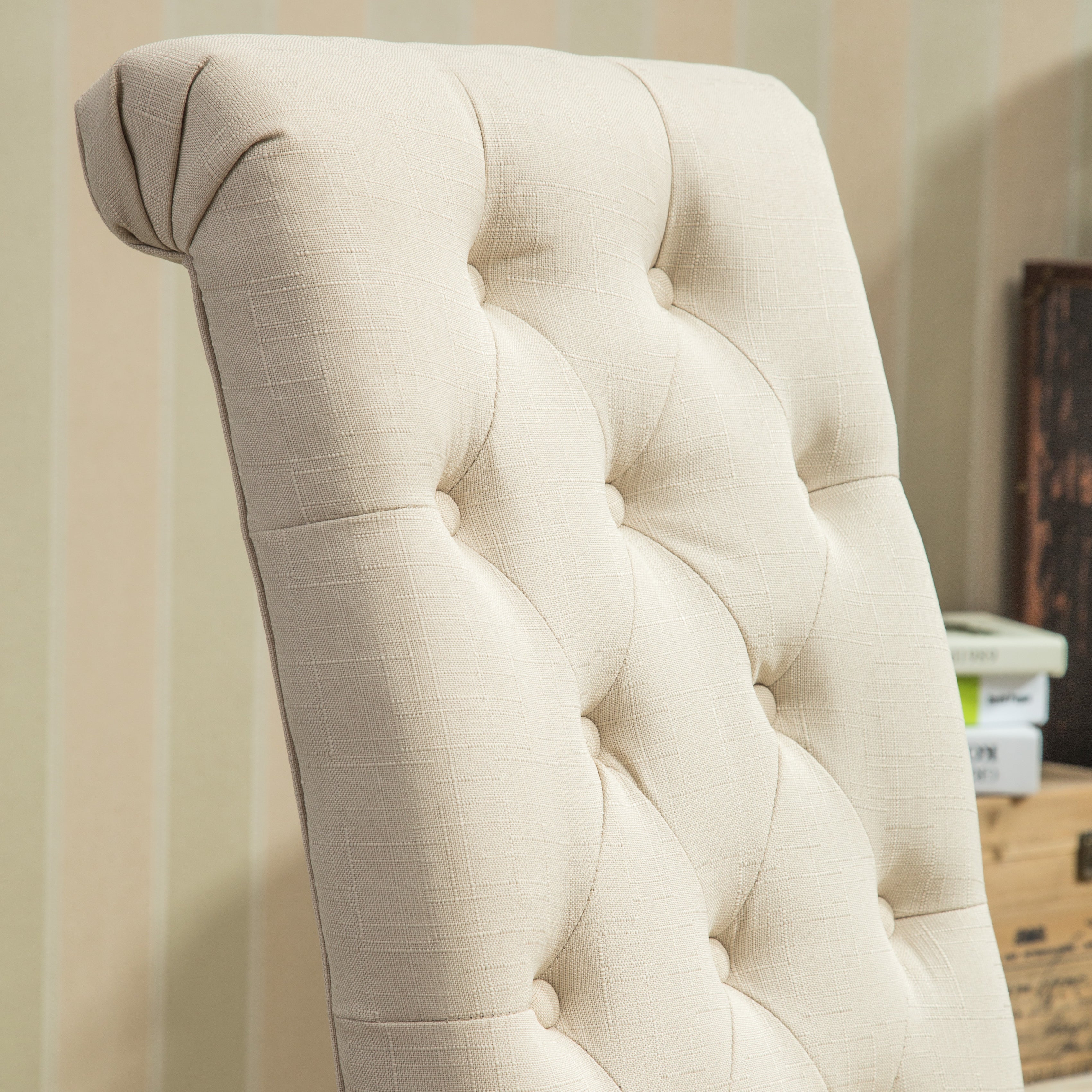 Hazel Solid Wood Button Tufted Upholstered Parsons Dining Chair, Set of 2