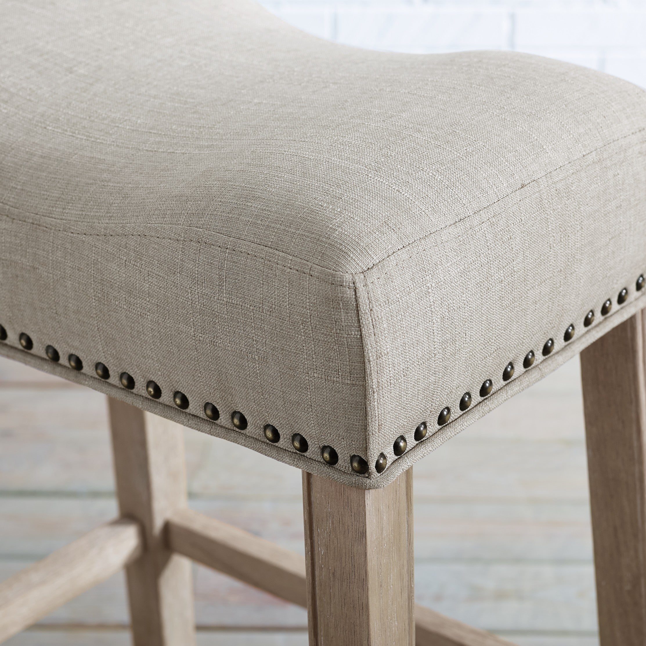Coco Upholstered Backless Saddle Seat Bar Stools, Set of 2