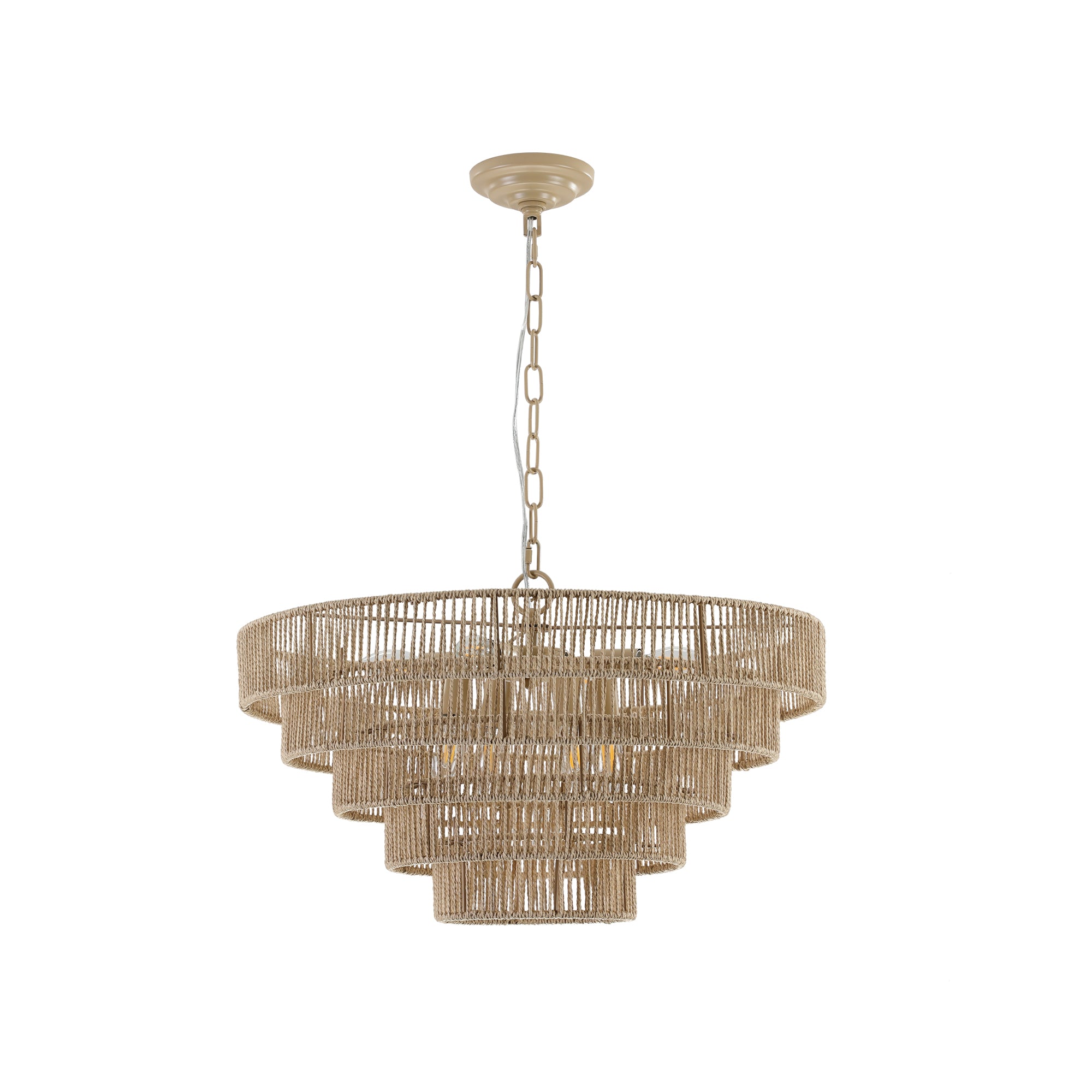 24" Modern 5-Layer Woven Rope Chandelier
