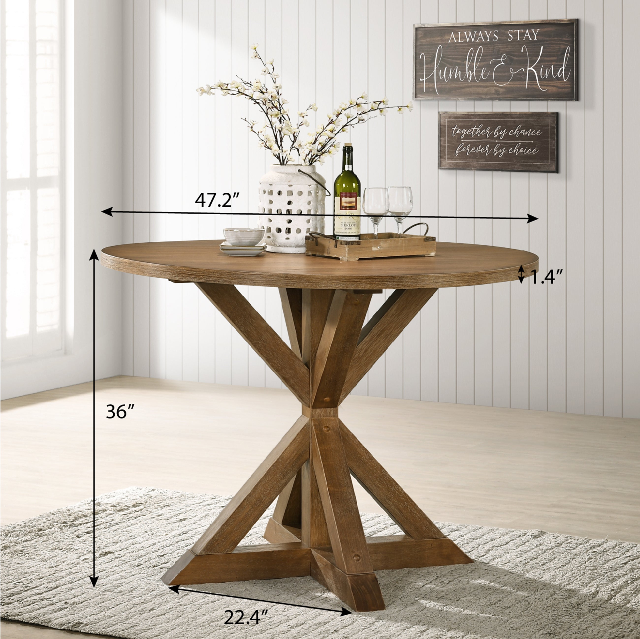 Firlo Counter Height Dining Table with Cross-Buck Pedestal Base
