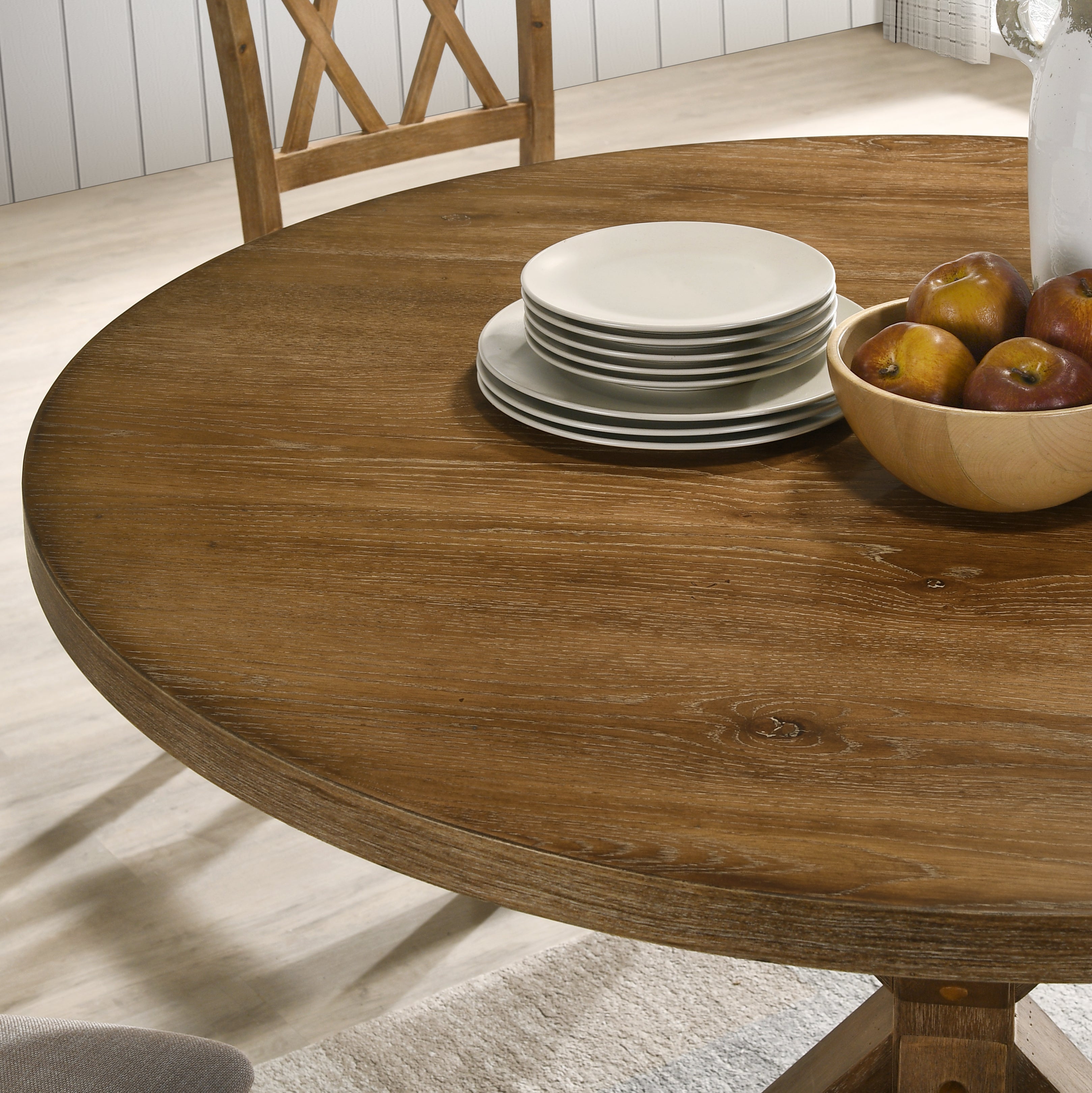 Firlo Counter Height Dining Table with Cross-Buck Pedestal Base