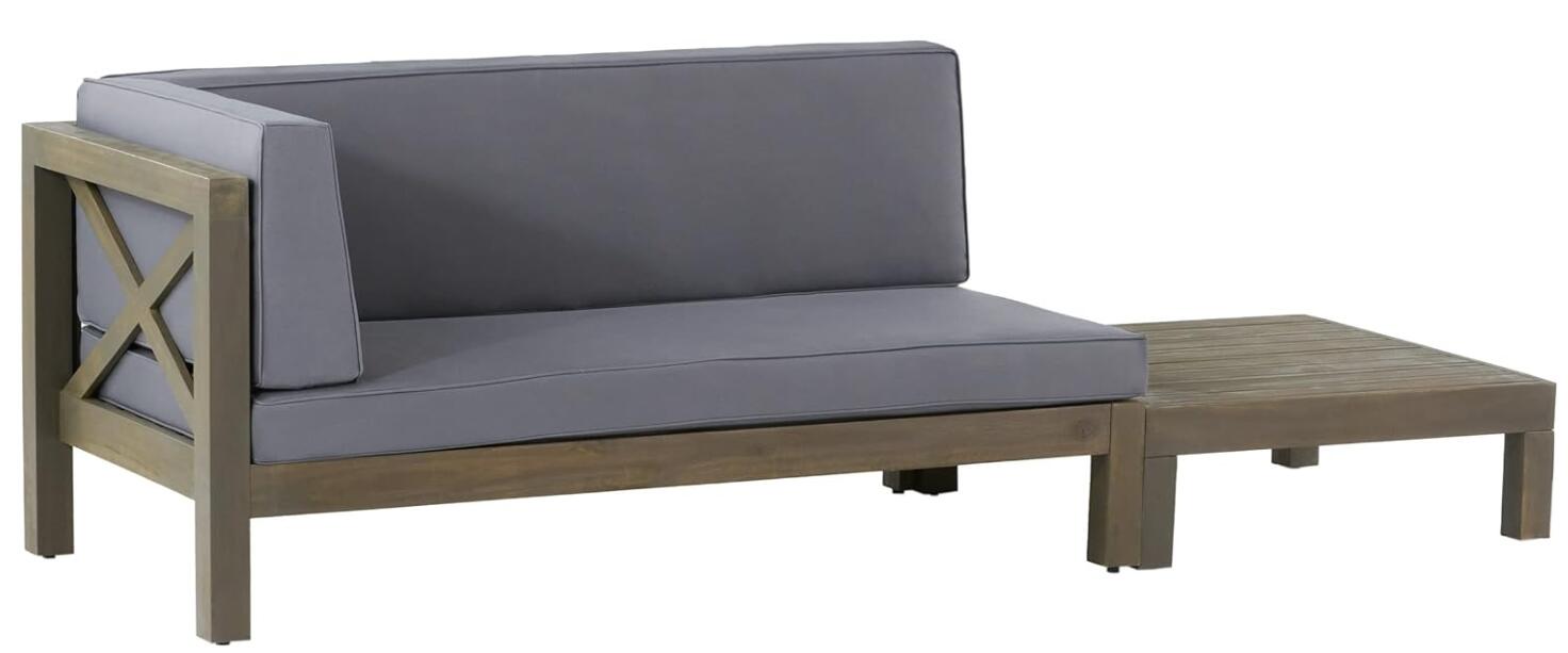 Brava Outdoor X-Back Corner Bench with Coffee Table