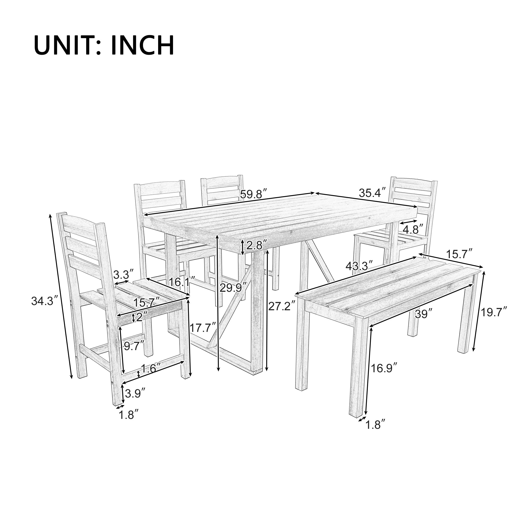 Acacia Wood Outdoor Dining Set