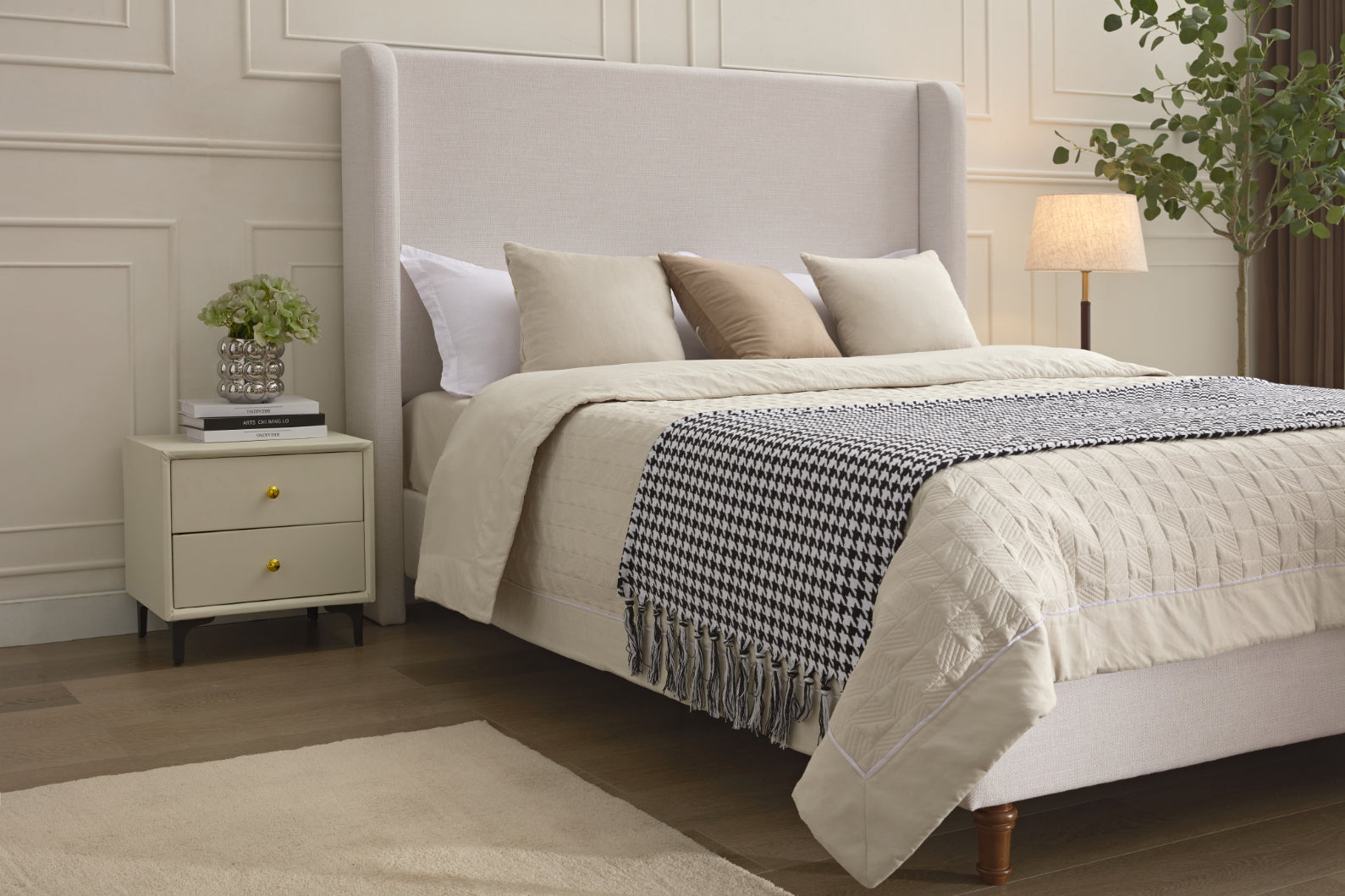 Hayden Upholstered Wingback Bed