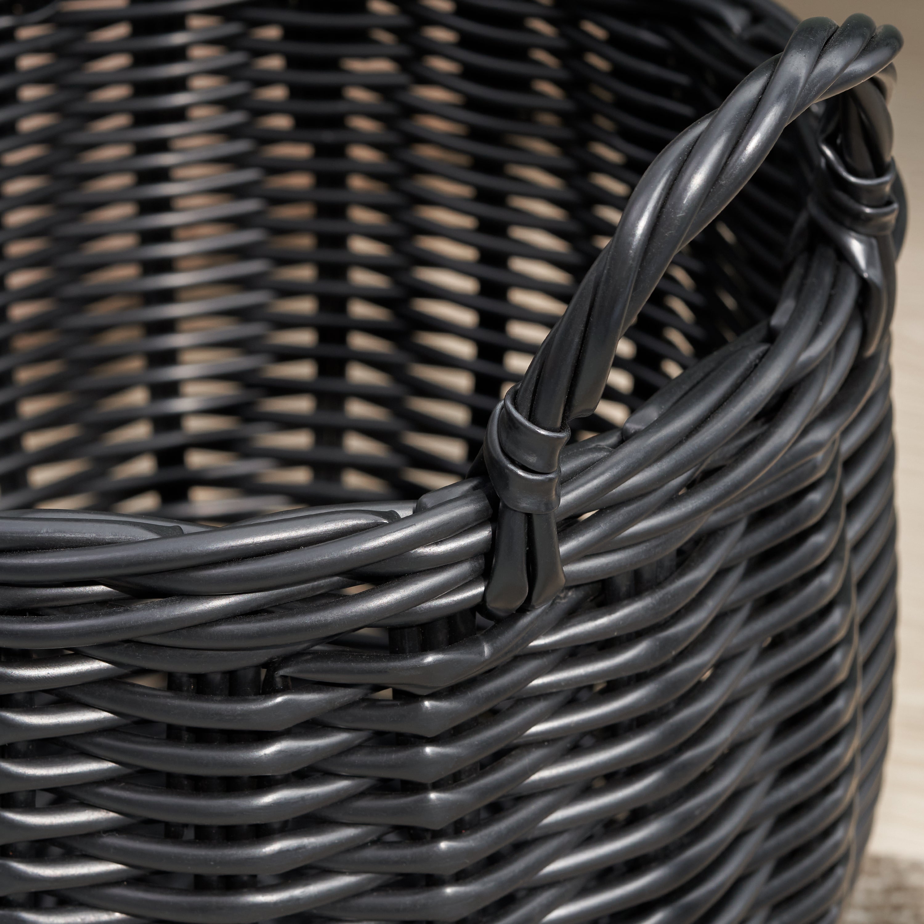Lucius Round Resin Woven Wicker Basket