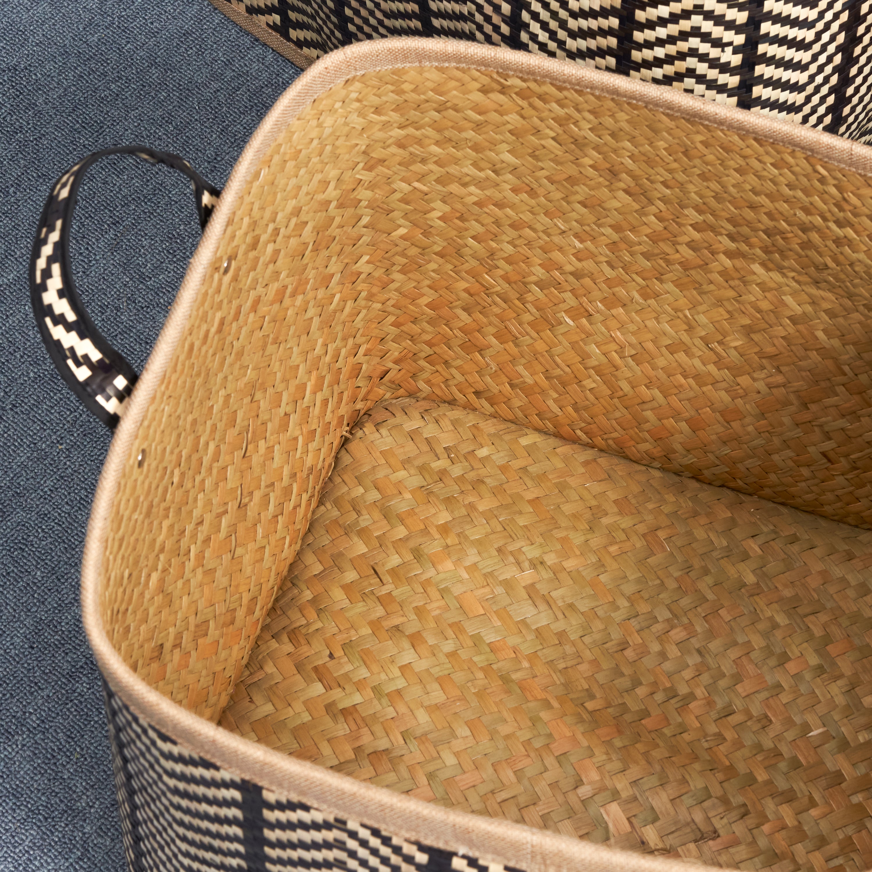 Square Palm Leaf Woven Wicker Storage Basket, Set of 2
