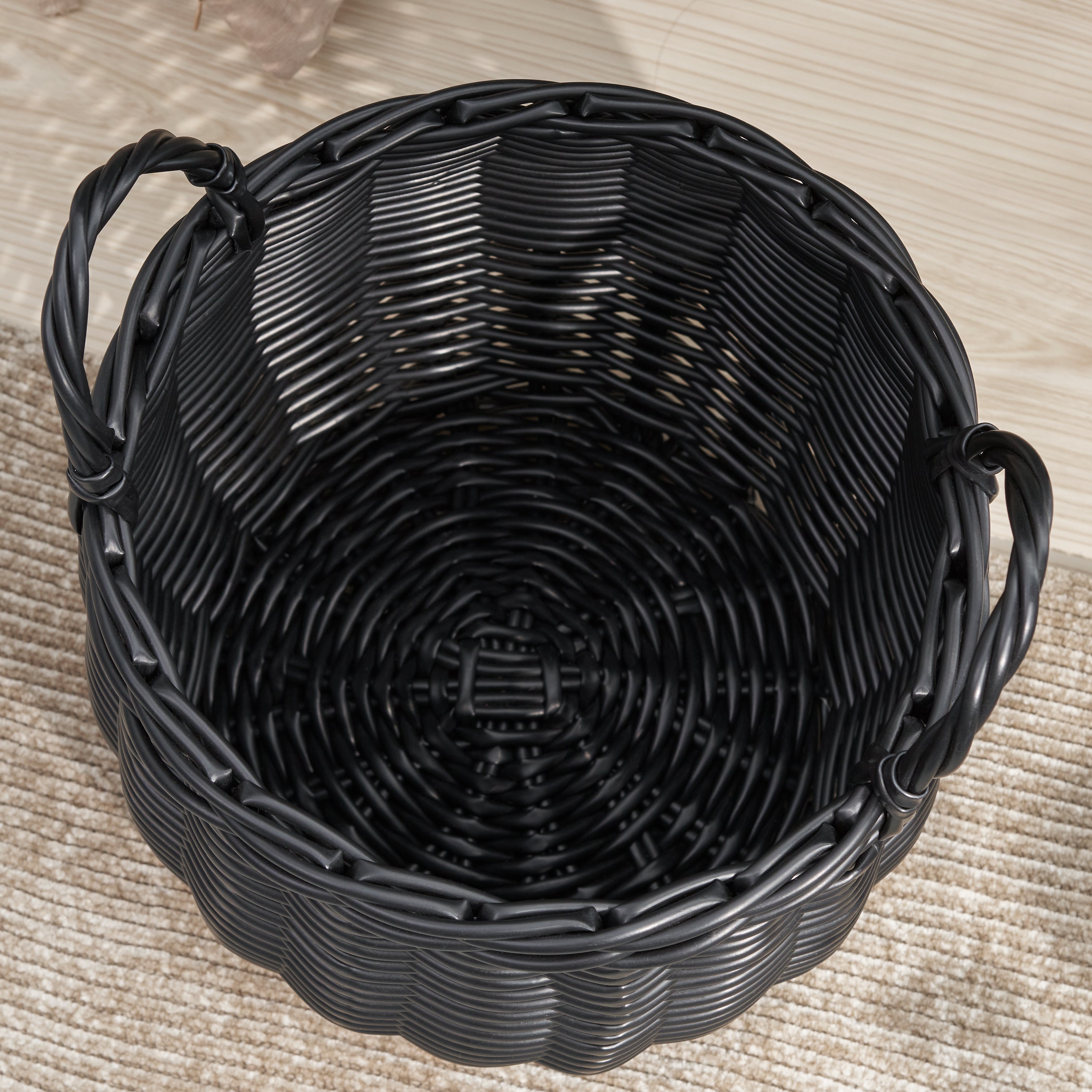 Lucius Round Resin Woven Wicker Basket