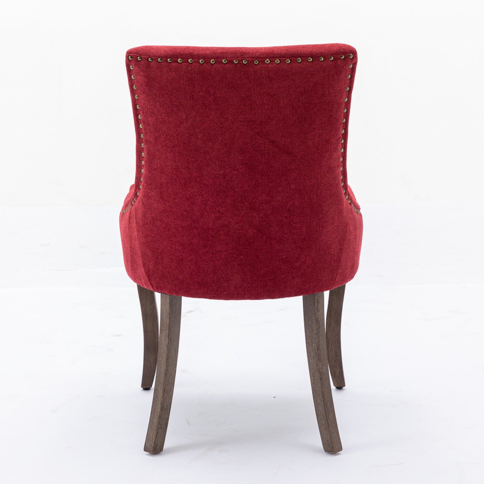 A&A Furniture,Ultra Side Dining Chair,Thickened fabric chairs with neutrally toned solid wood legs,Bronze nail head,Set of 2,Wine Red,Burgundy,SW1807WR