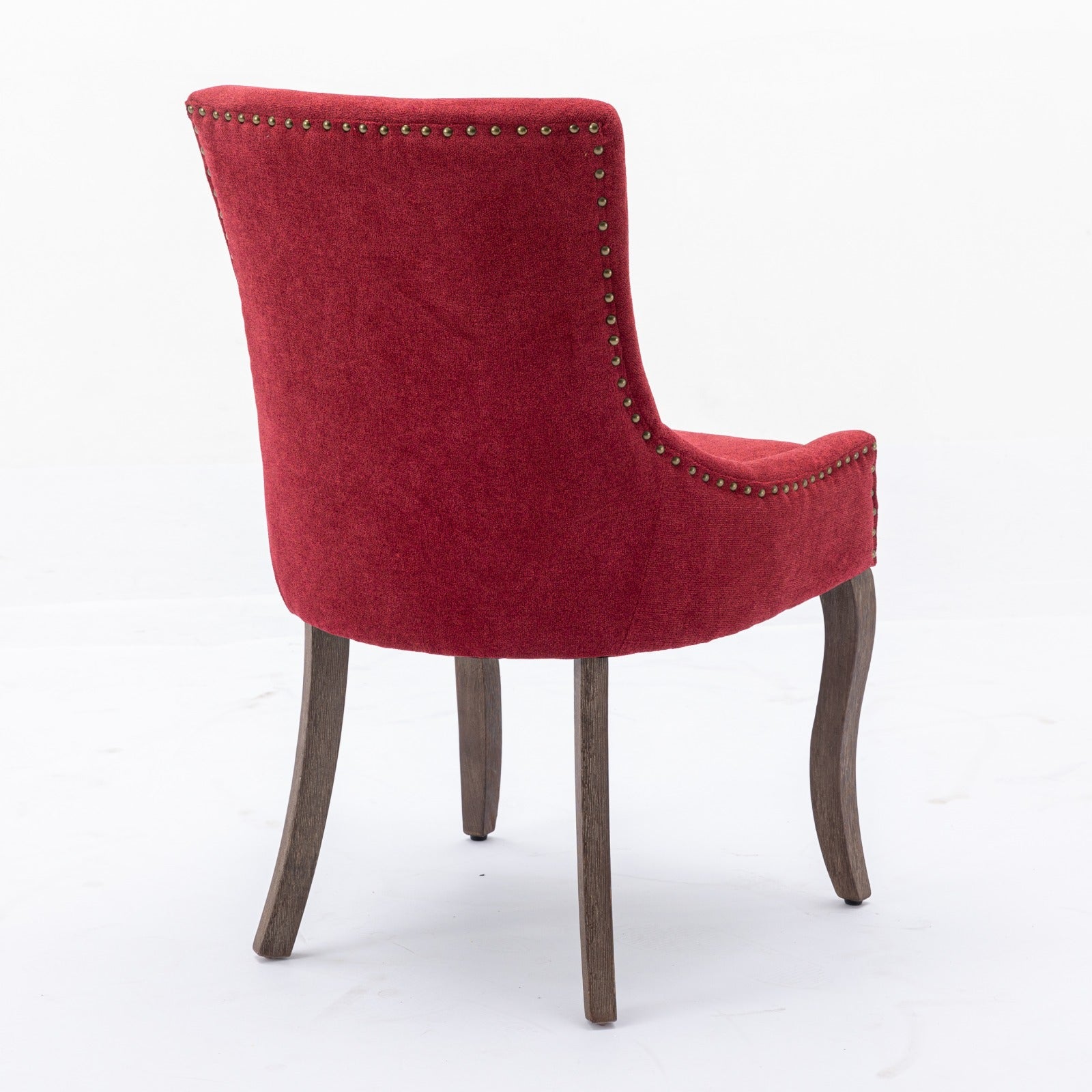 A&A Furniture,Ultra Side Dining Chair,Thickened fabric chairs with neutrally toned solid wood legs,Bronze nail head,Set of 2,Wine Red,Burgundy,SW1807WR