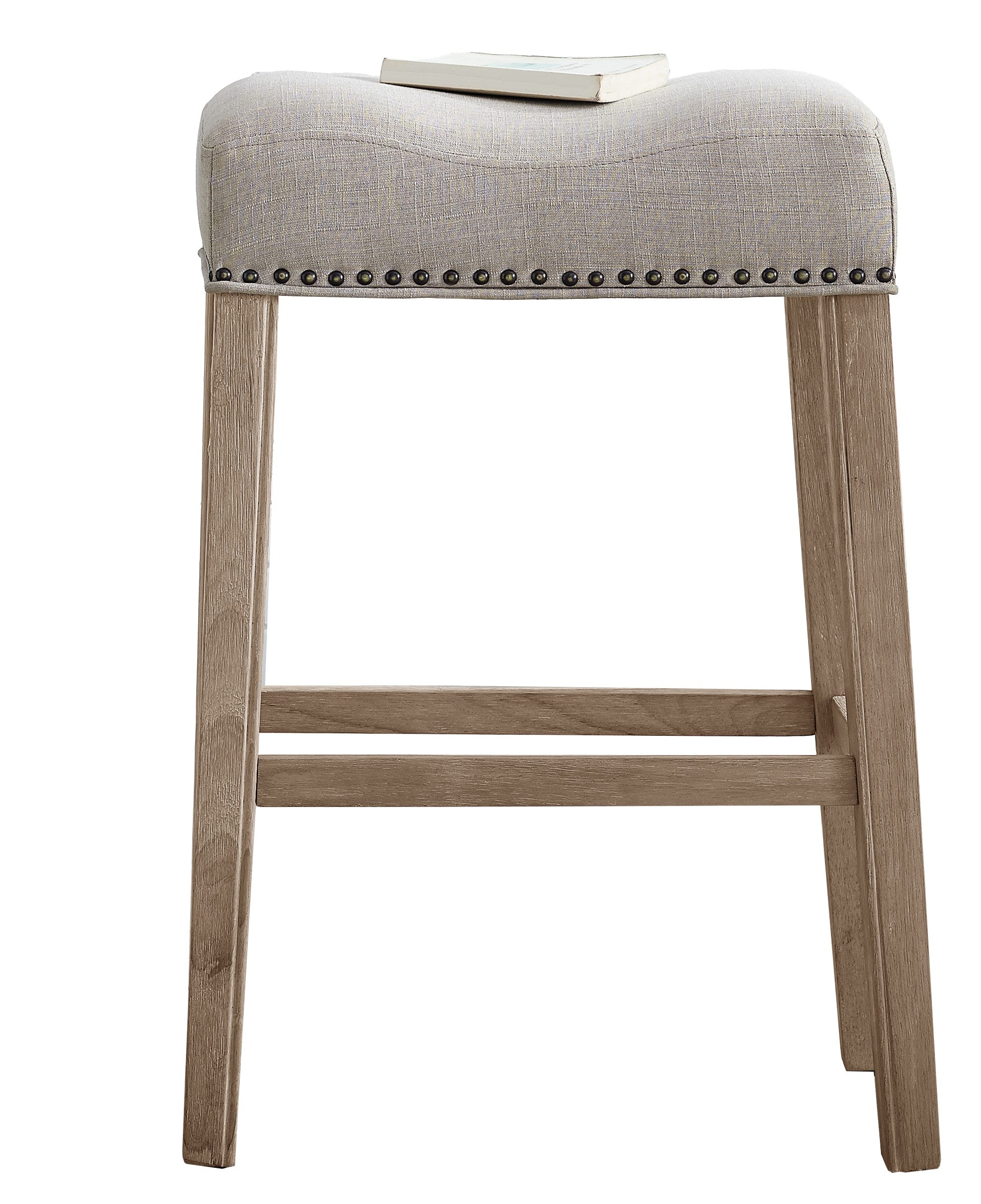 Coco Upholstered Backless Saddle Seat Bar Stools, Set of 2