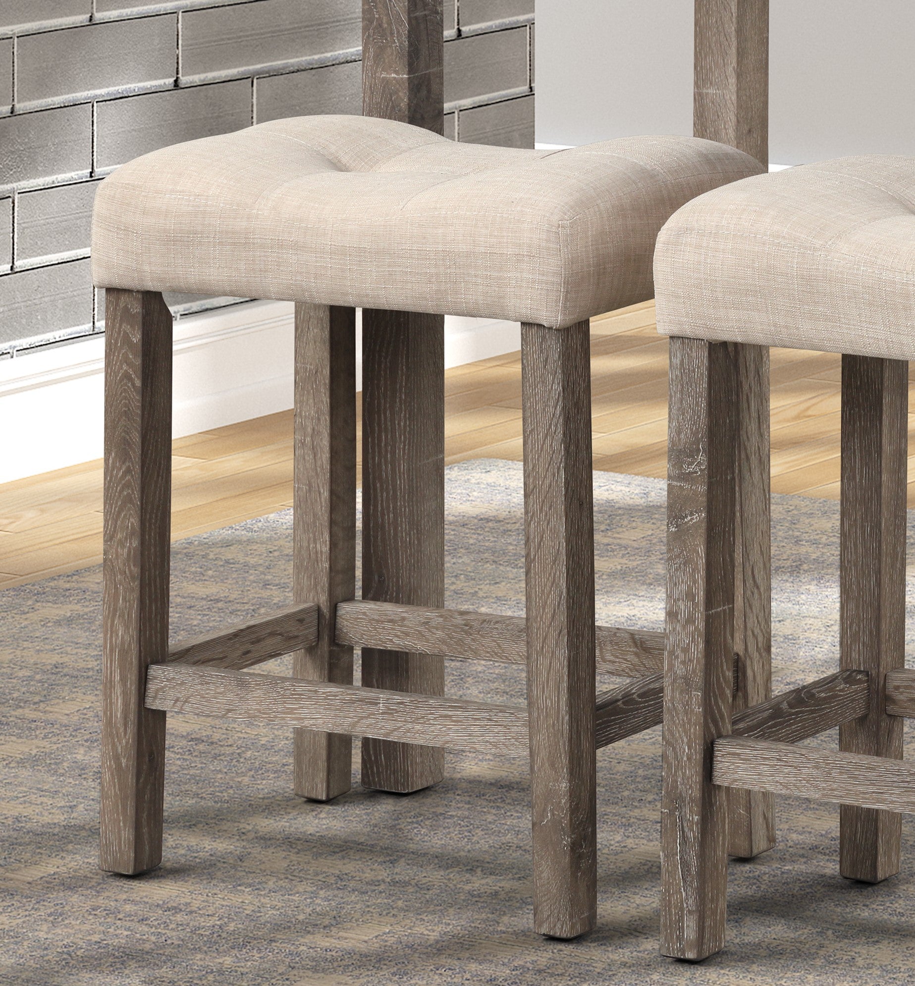 Sora Button Tufted Counter Height Saddle Stool, Set of 2