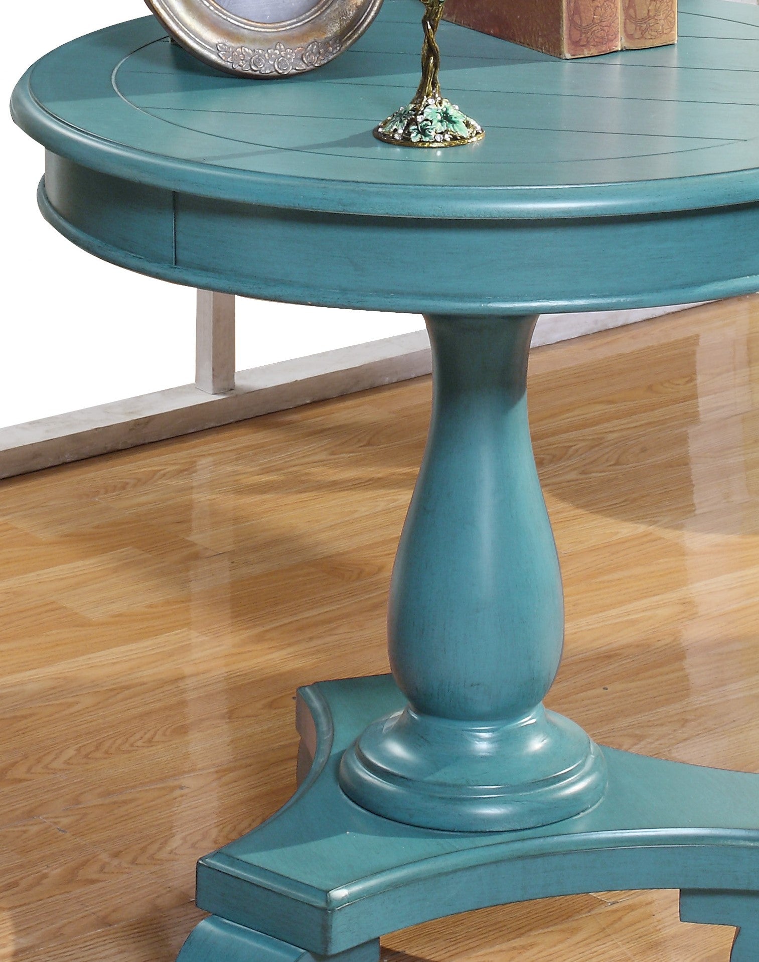 Rene Round Wood Pedestal Side Table
